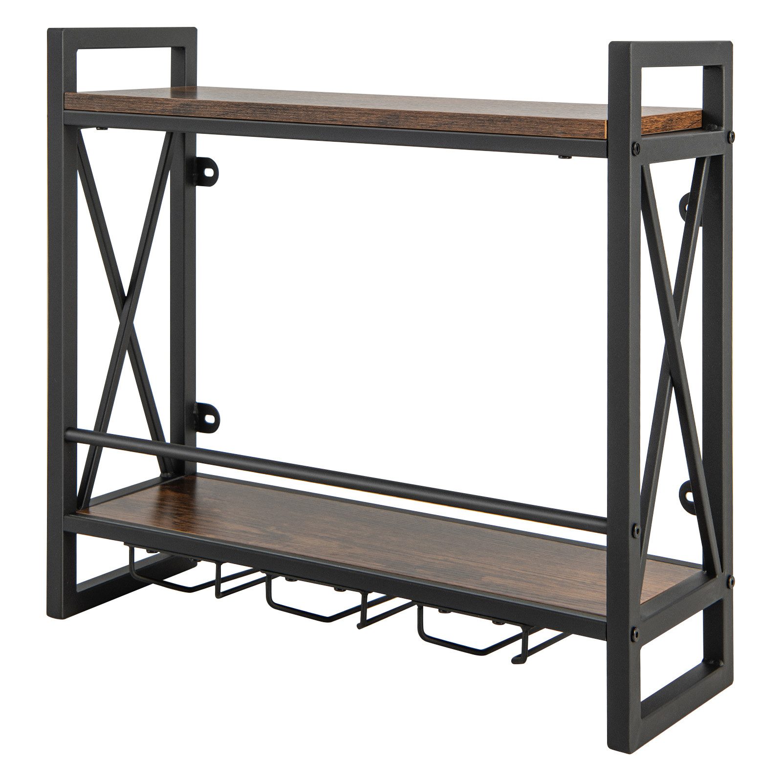 KOMFOTTEU Weinregal Wandregal, mit Glashalter, 60 × 20 × 55cm