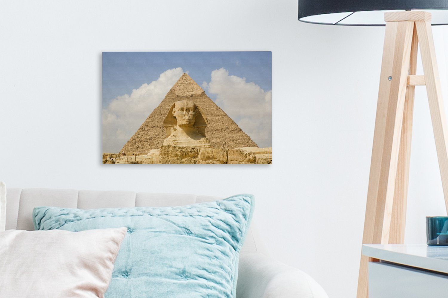 Wandbild Gizeh, St), Wanddeko, Aufhängefertig, vor großen von der Leinwandbilder, Leinwandbild Pyramide 30x20 OneMillionCanvasses® cm (1 Sphinx