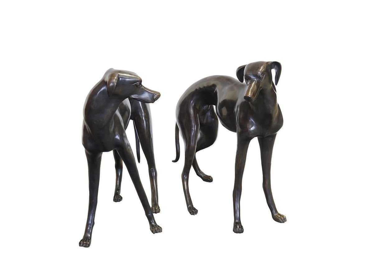 AFG Tierfigur Windhunde Bronzefiguren Hunde Pärchen lebensgroß