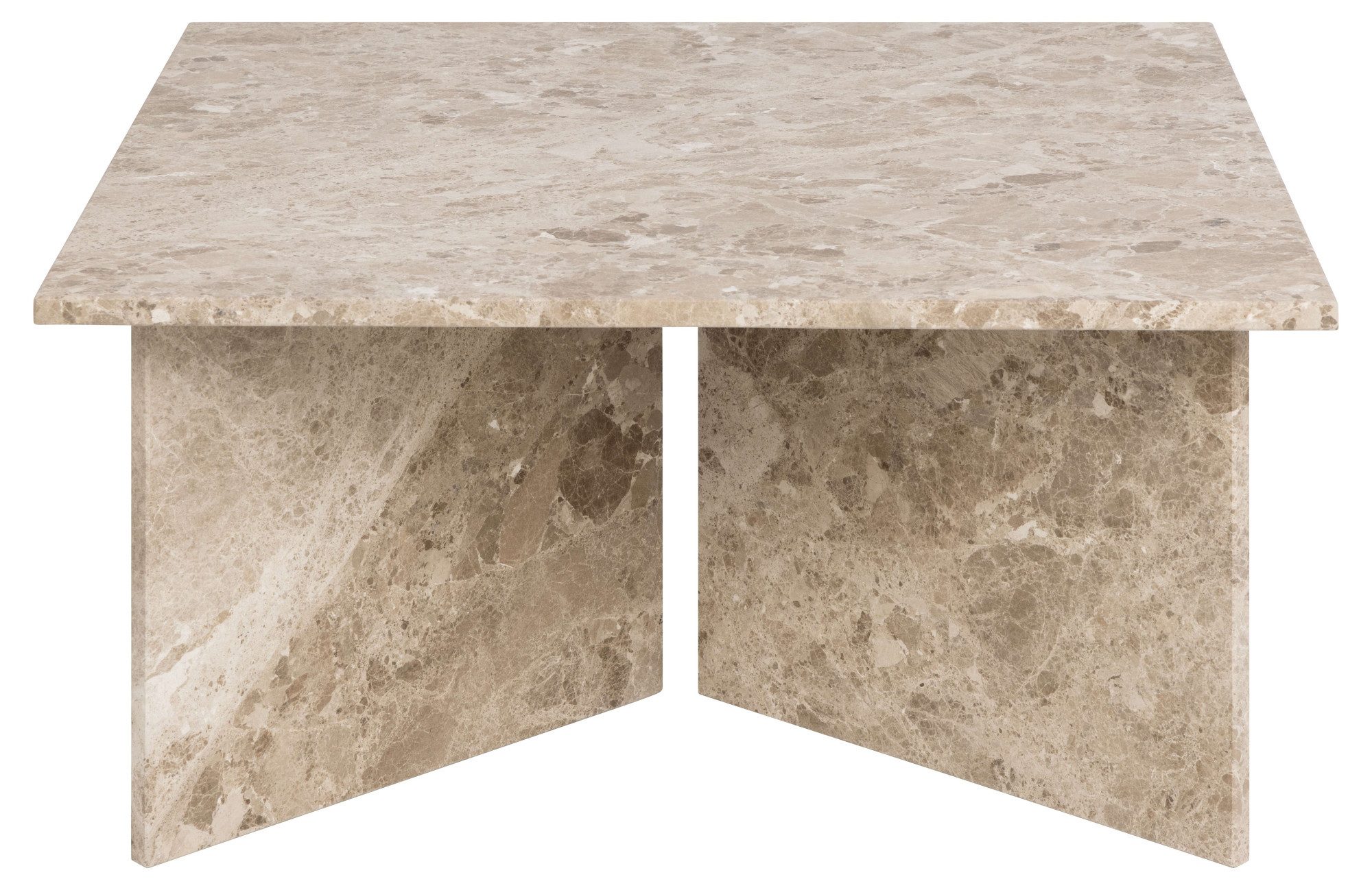 ACTONA GROUP Couchtisch Vega, Couchtisch, V-förmig Gestell,matt Latte lackiert Marmor, 90x90x42 cm