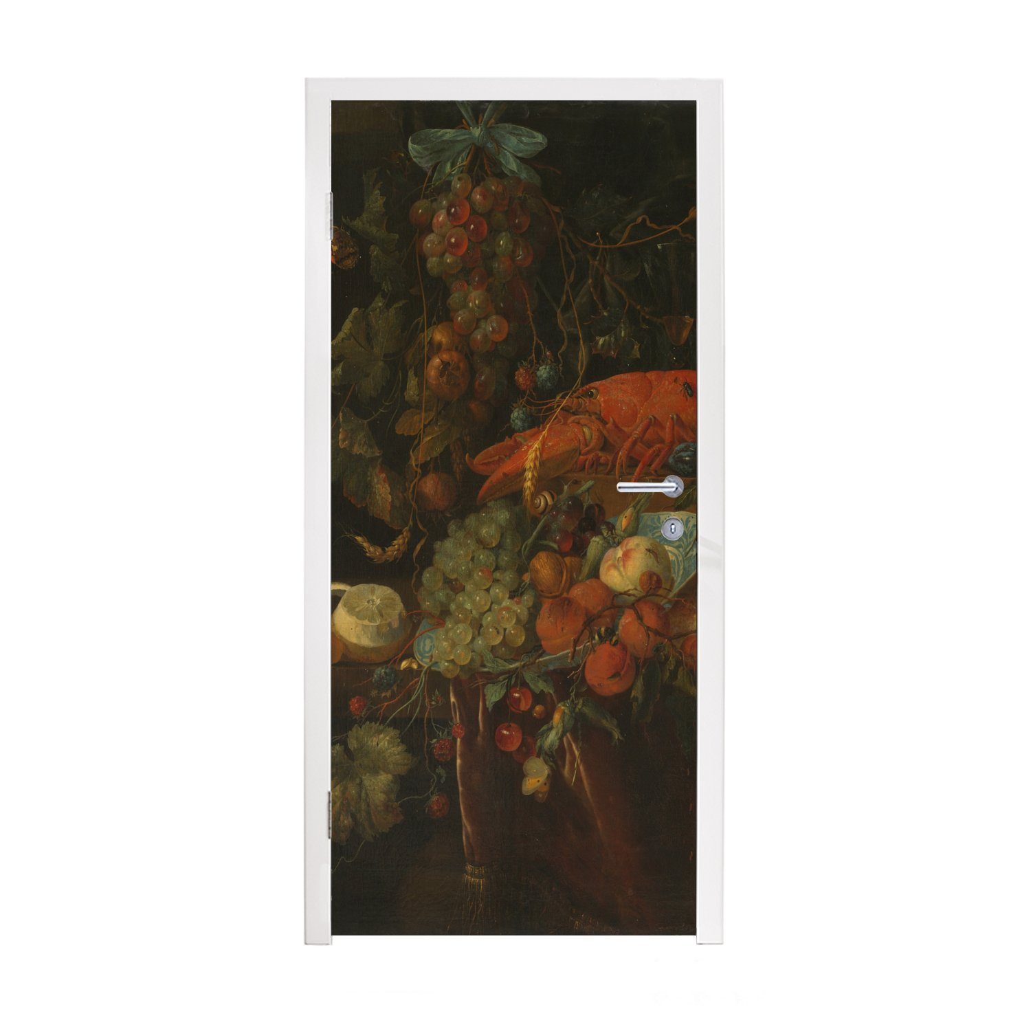 MuchoWow Türtapete Stilleben mit Obst und einem Hummer - Gemälde von Jan Davidsz. de Heem, Matt, bedruckt, (1 St), Fototapete für Tür, Türaufkleber, 75x205 cm