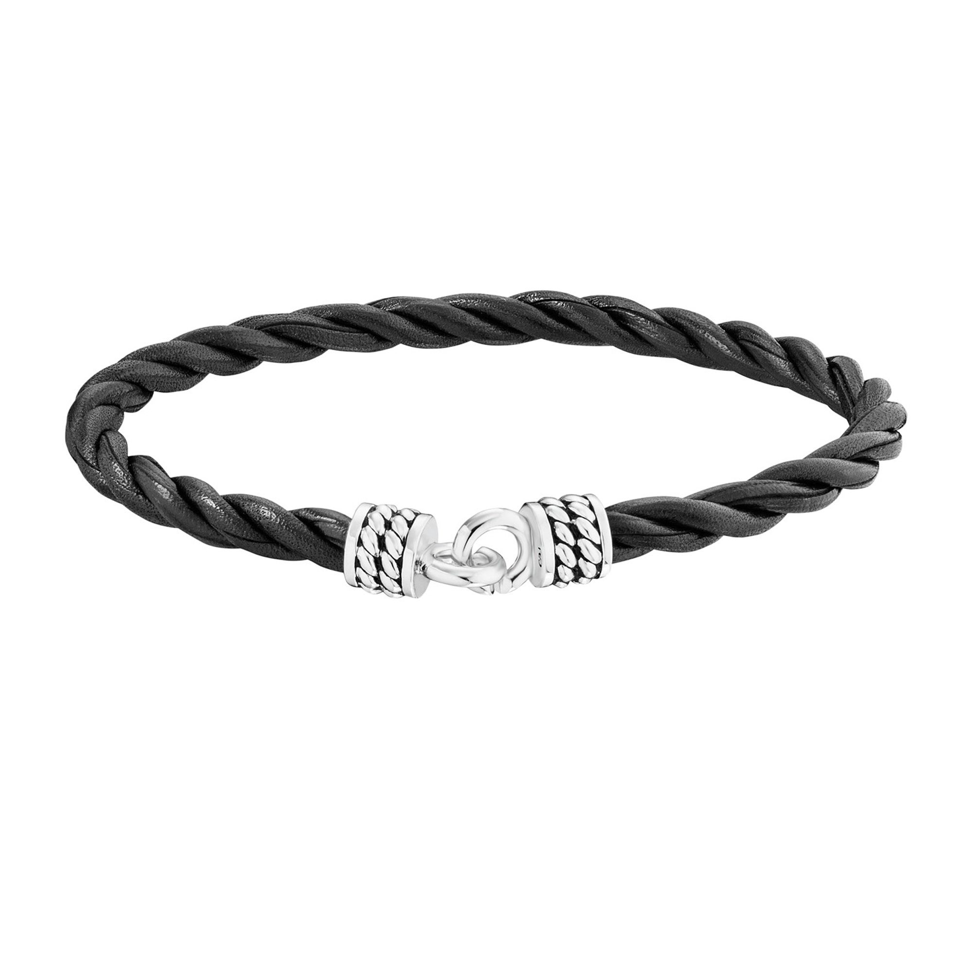 rhodiniert Silber CAÏ Lederband 925/- 19cm Sterling Armband
