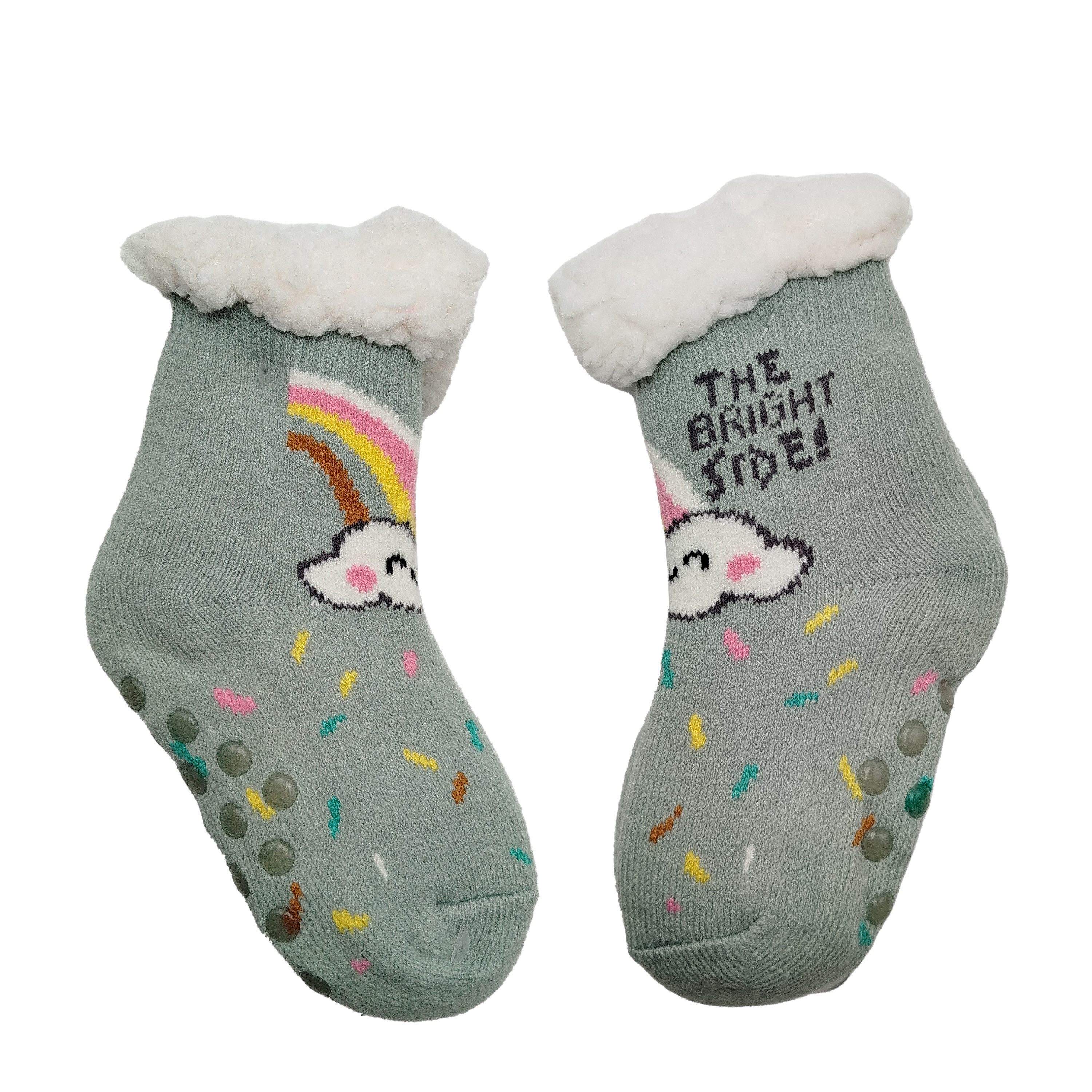 Frostfighter Haussocken Mädchen Hüttensocken mit ABS Stoppersohle (1-Paar) Hüttenschuhe, Wolkenfutter, dicke sehr warme gefütterte Socken