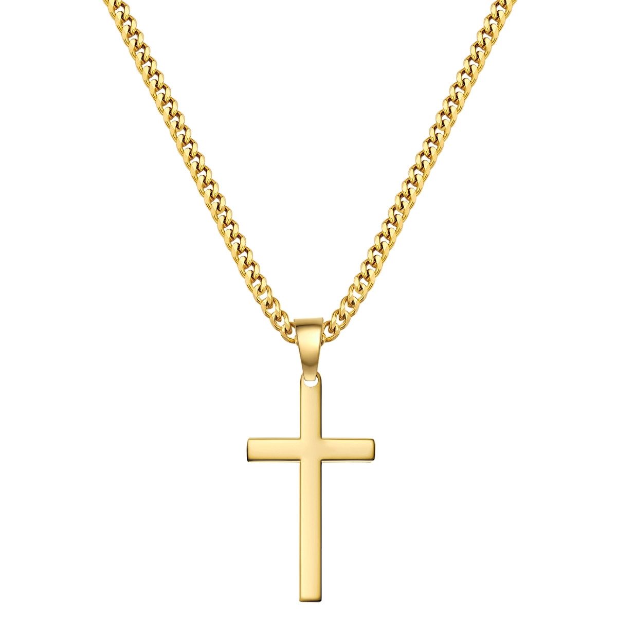 Edelstahlkette Kreuz gelbgold