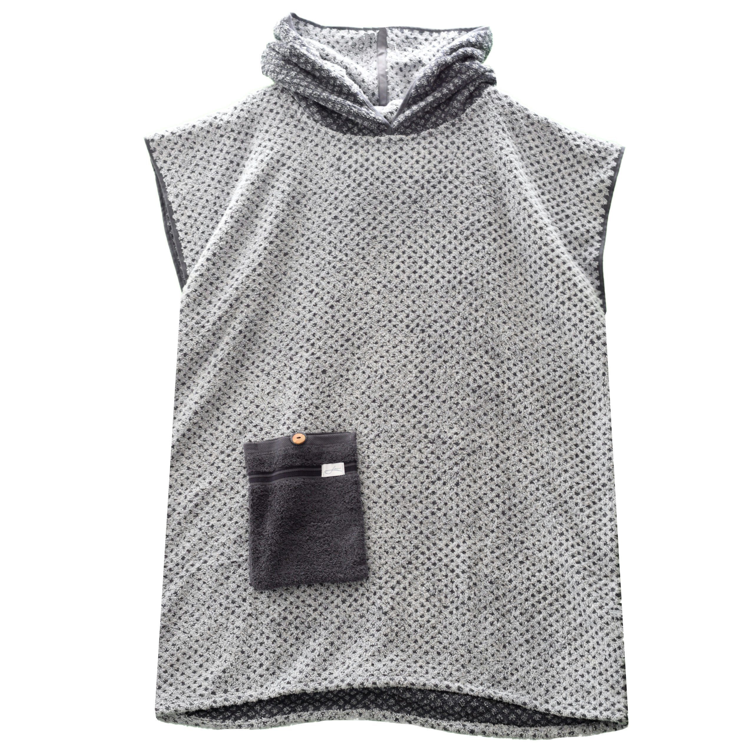 Lou-i Badeponcho Surfponcho Frottee Erwachsene Made in Germany Badeumhang, Kapuze, mit Kapuze und Tasche