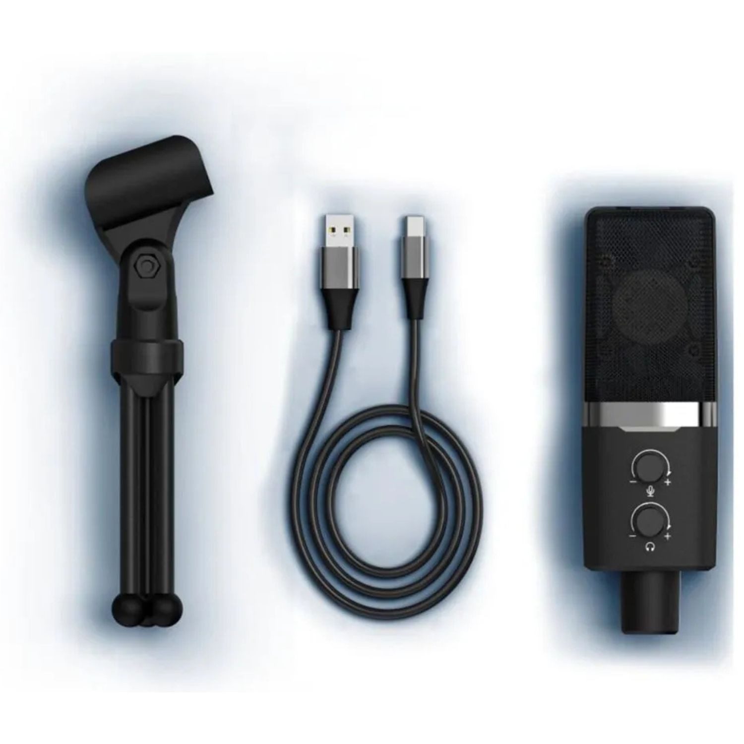 uRage Streaming-Mikrofon USB-C Tisch-Mikrofon Hand-Mikrofon Stream 900 HD (Set), Allround Mikrofon mit Standfuß Ständer Mikro Stativ PC Notebook
