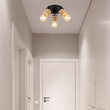 Globo Deckenspot, Leuchtmittel nicht inklusive, Spotstrahler Deckenlampe Wohnzimmerleuchte Ringe natur braun schwarz