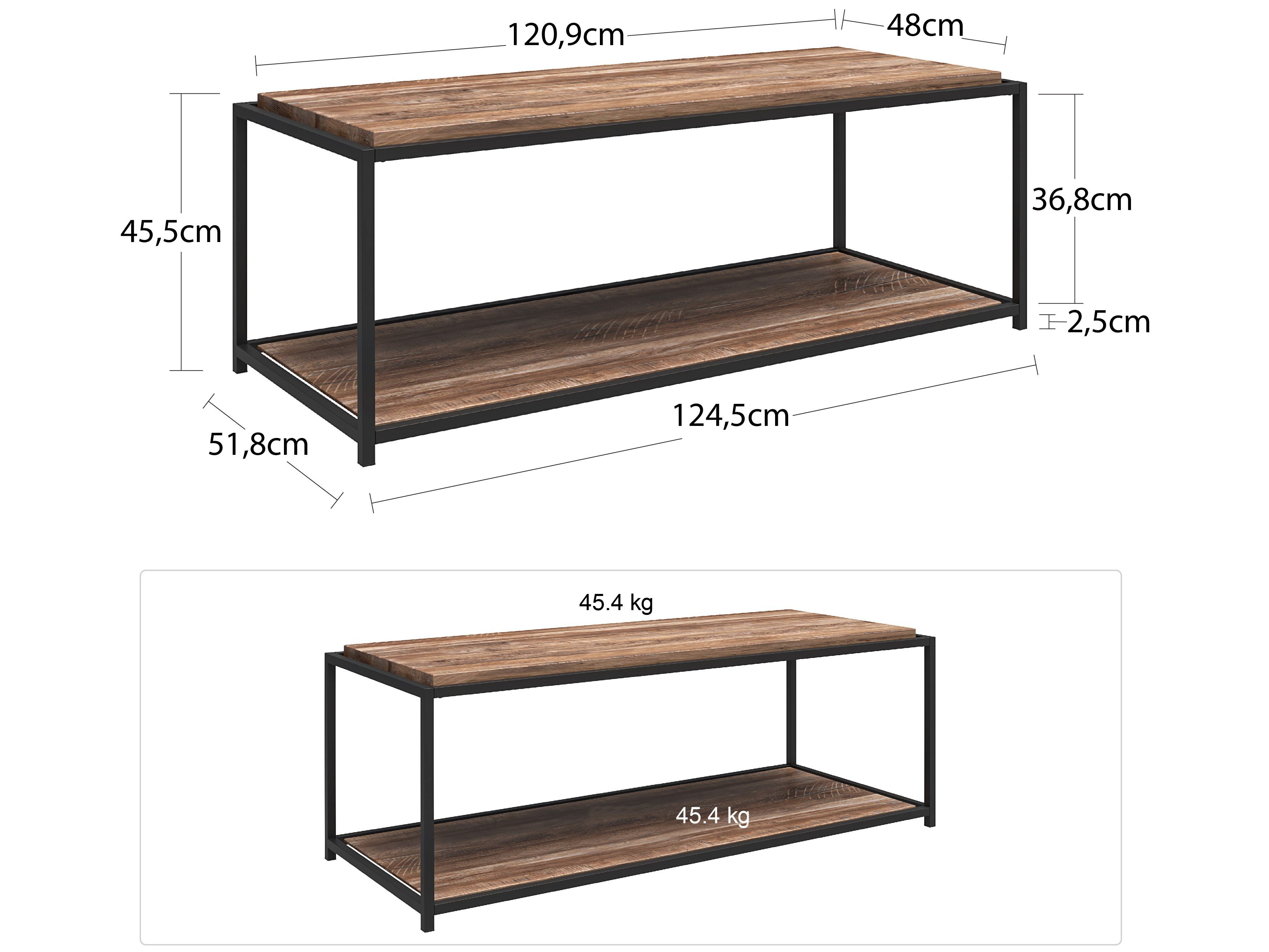 Breite cm, Dorel 46 Couchtisch Couchtisch, Quincy cm (1-St), 52 Tischplatten-Look, Home Höhe schwebender