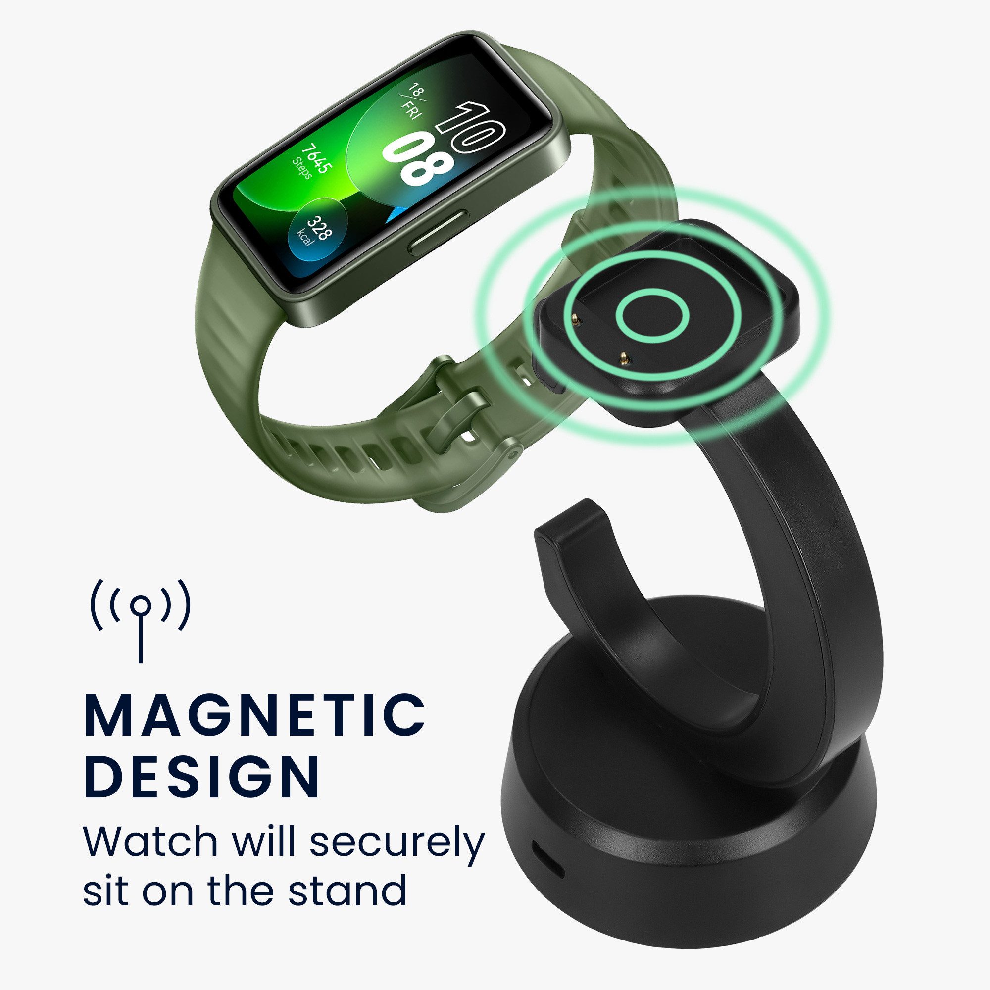 kwmobile USB Ladegerät für Huawei Band 10 / Honor Band 9 / Band 7 / Band 6 / Smartwatch-Ladekabel, (12.80 cm), Smart Watch Ladestation - Ladekabel mit Standfunktion