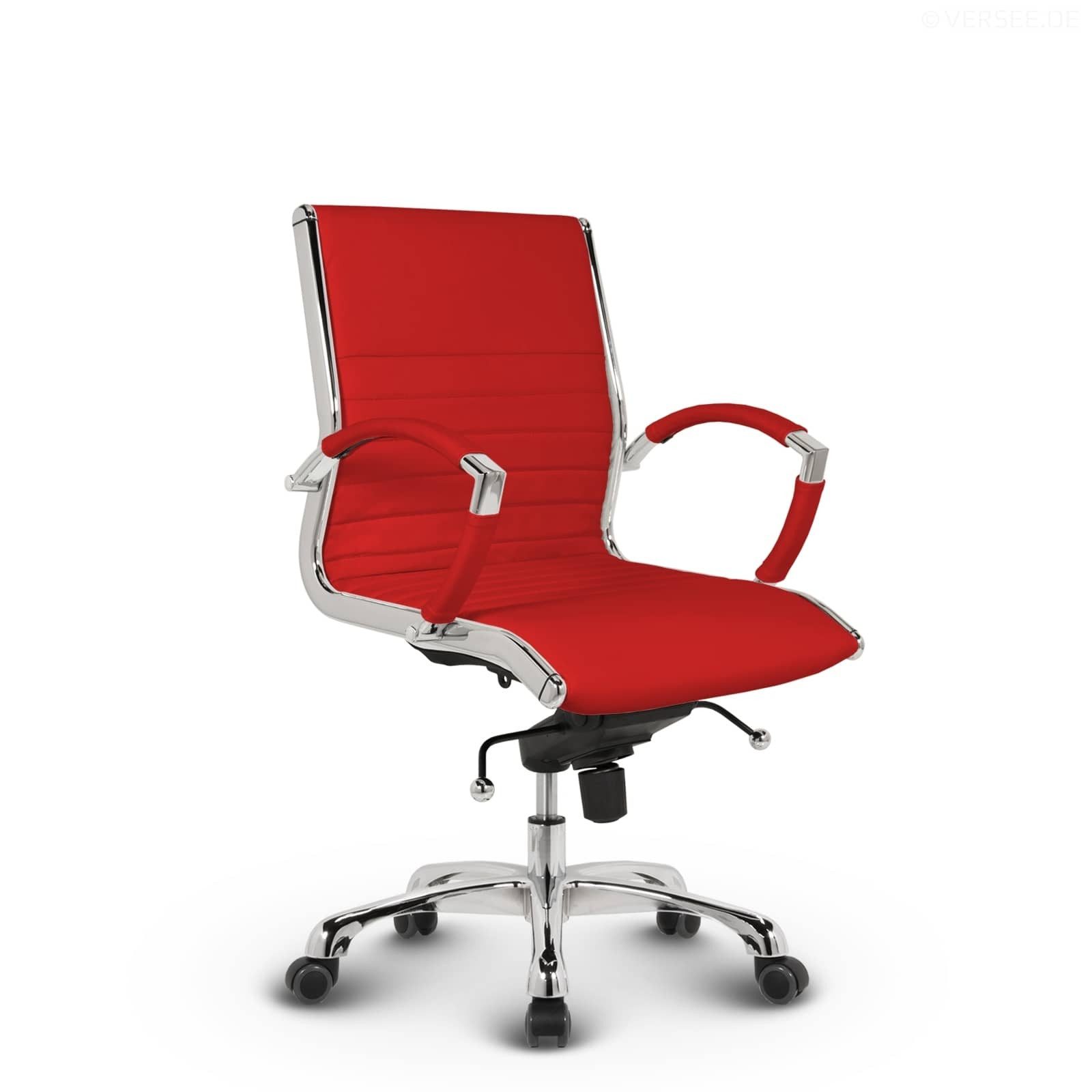 Versee Bürostuhl VERSEE Montreal Schreibtischstuhl Leder - ergonomisch, bis 150kg (Drehstuhl für Home Office und Büro), mit Lendenstütze, höhenverstellbar, gepolstert, Wippmechanik