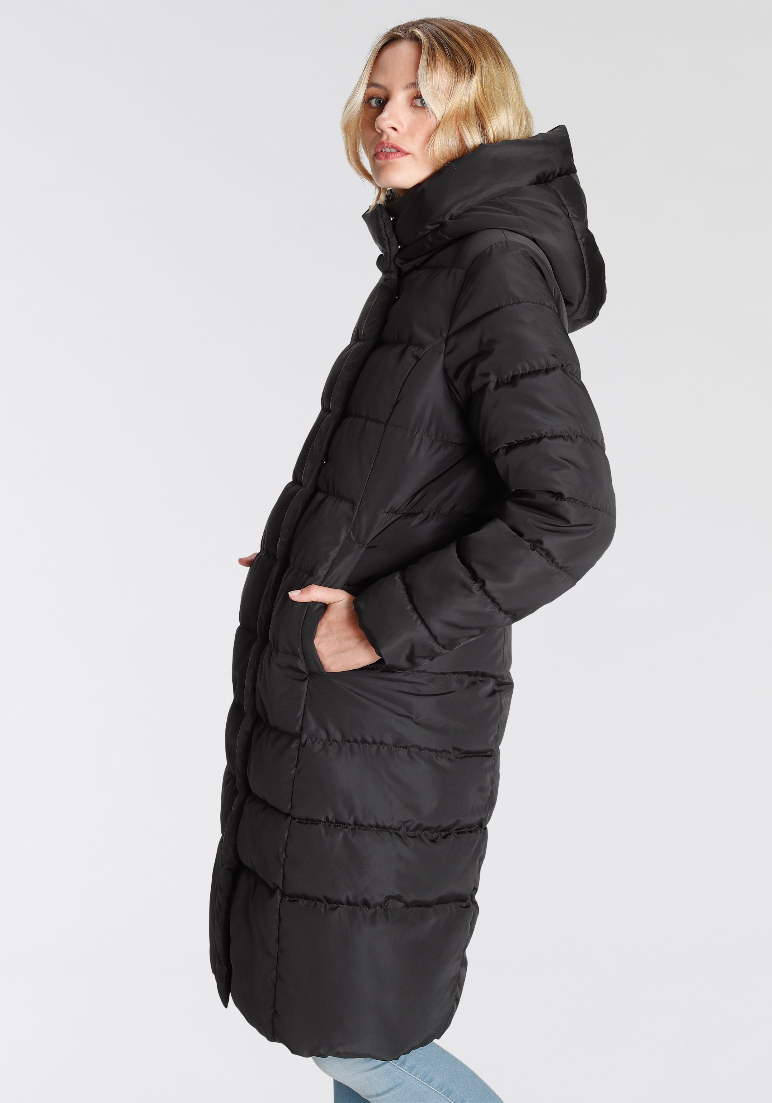 ONLY Steppmantel ONLTINA COAT Kapuze LONG mit X Black PUFFER OTW