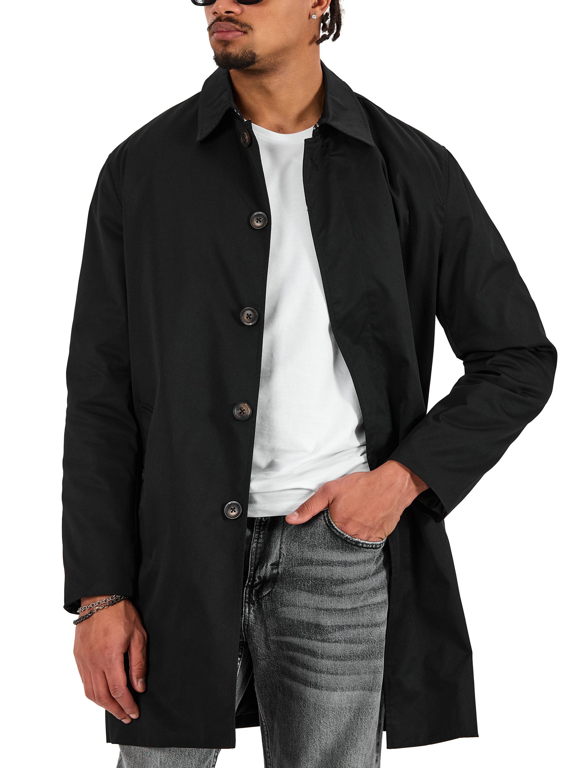 RedBridge Kurzmantel mit Hemdkragen und Knopfleiste Casual Look Gerade Passform, seitliche Eingrifftaschen, minimalistisches Design