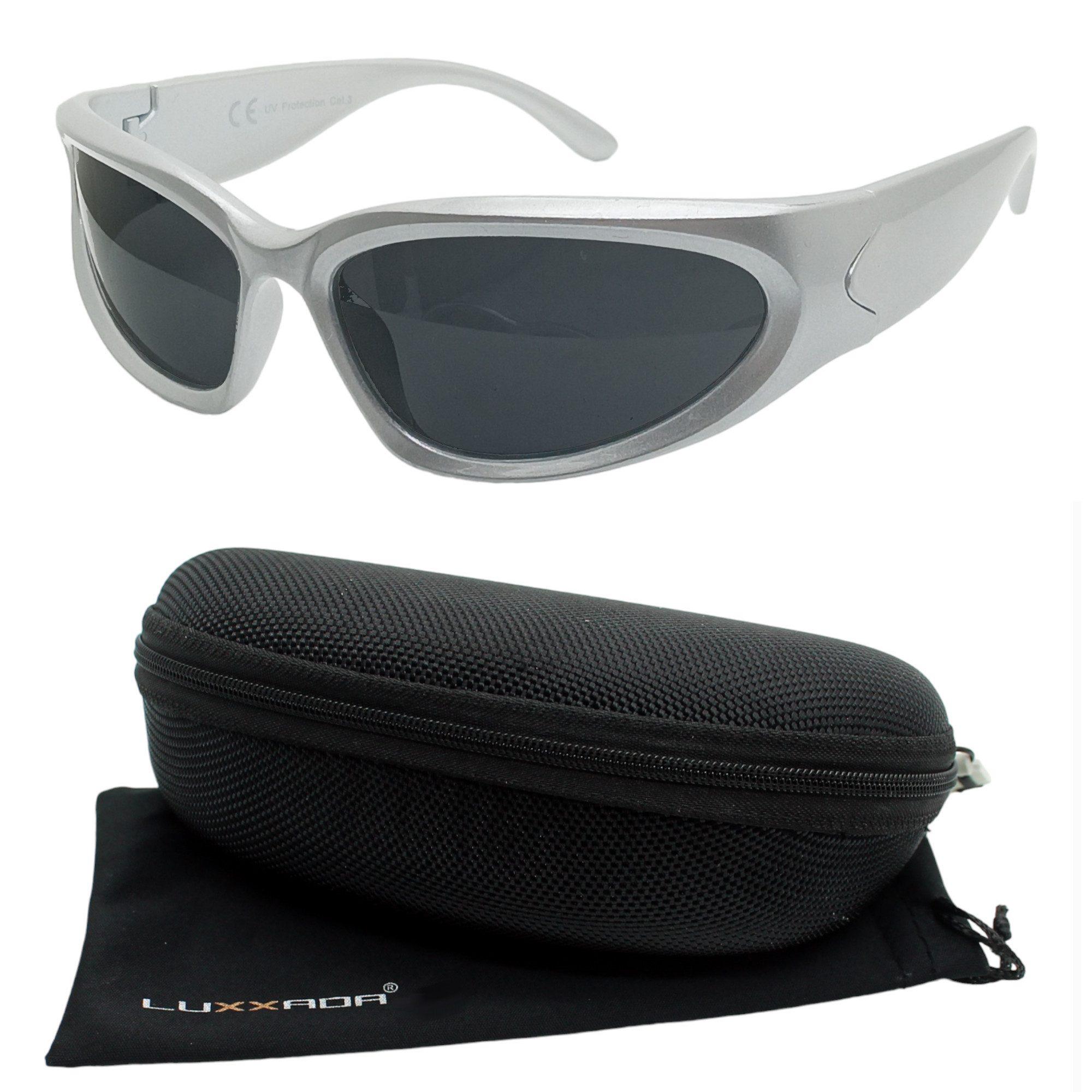 LUXXADA Sonnenbrille (Biker Sportbrille mit Hardcase) Getönte Gläser schnel günstig online kaufen