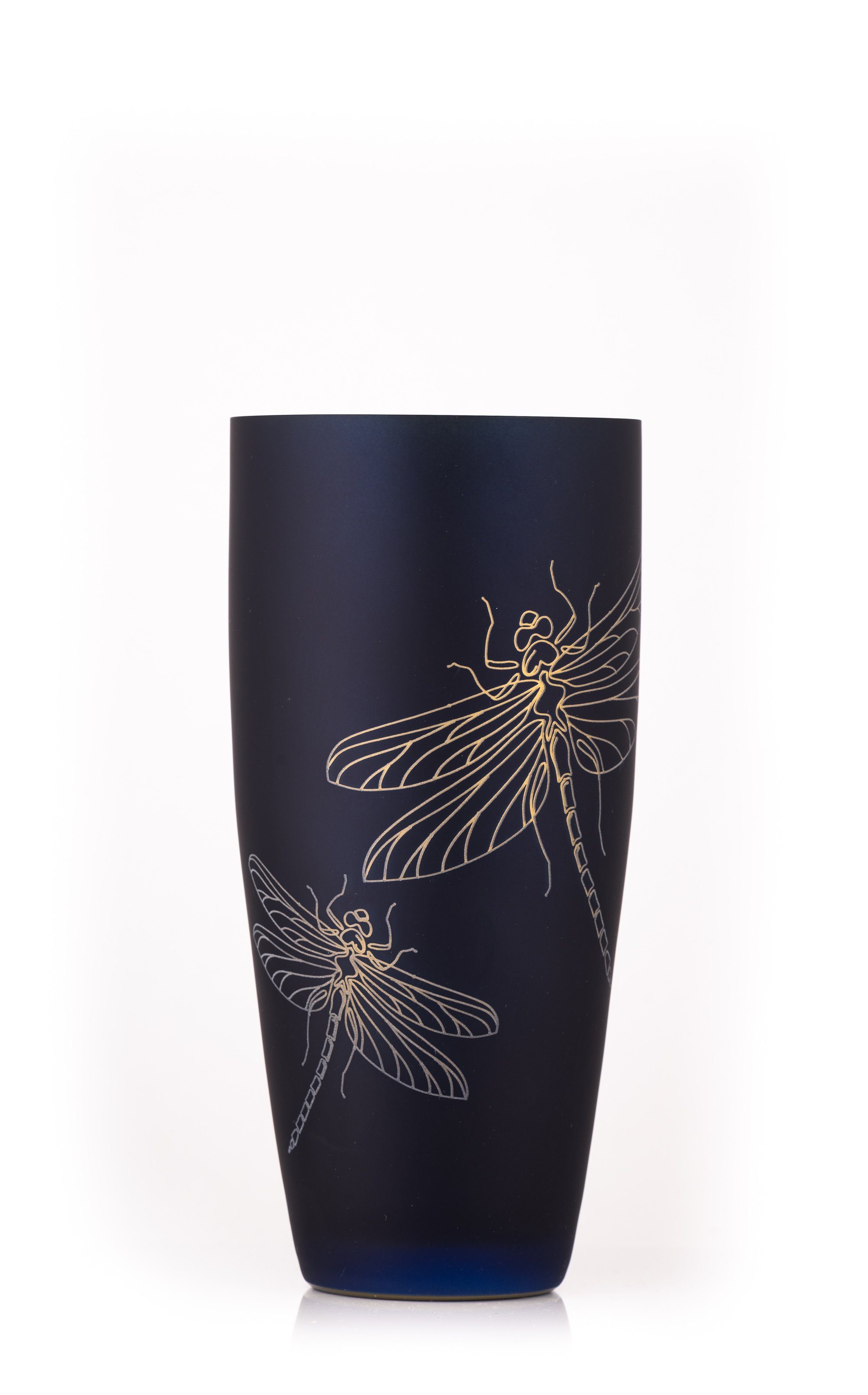 Crystalex Dekovase Meadow Vase Koboltblau matt Goldmetallic (Einzelteil, 1 St., 1 x Vase), Kristallglas, innen Goldfarbig, kobaltblauer Farbe besprüht