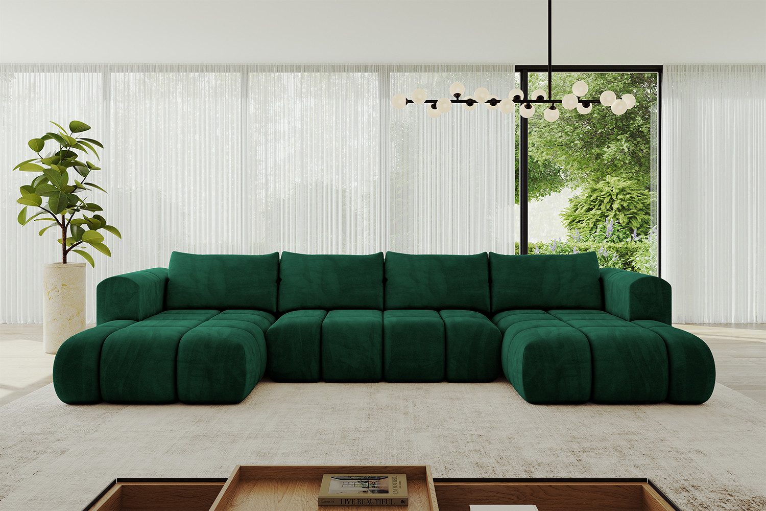 ALTDECOR Wohnlandschaft CLOUD-U, Couch mit Schlaffunktion, Wohnzimmer - Ecksofa, Corner Sofa Bett Eckcouch Couch U-Form Schlafcouch Ausziehbar