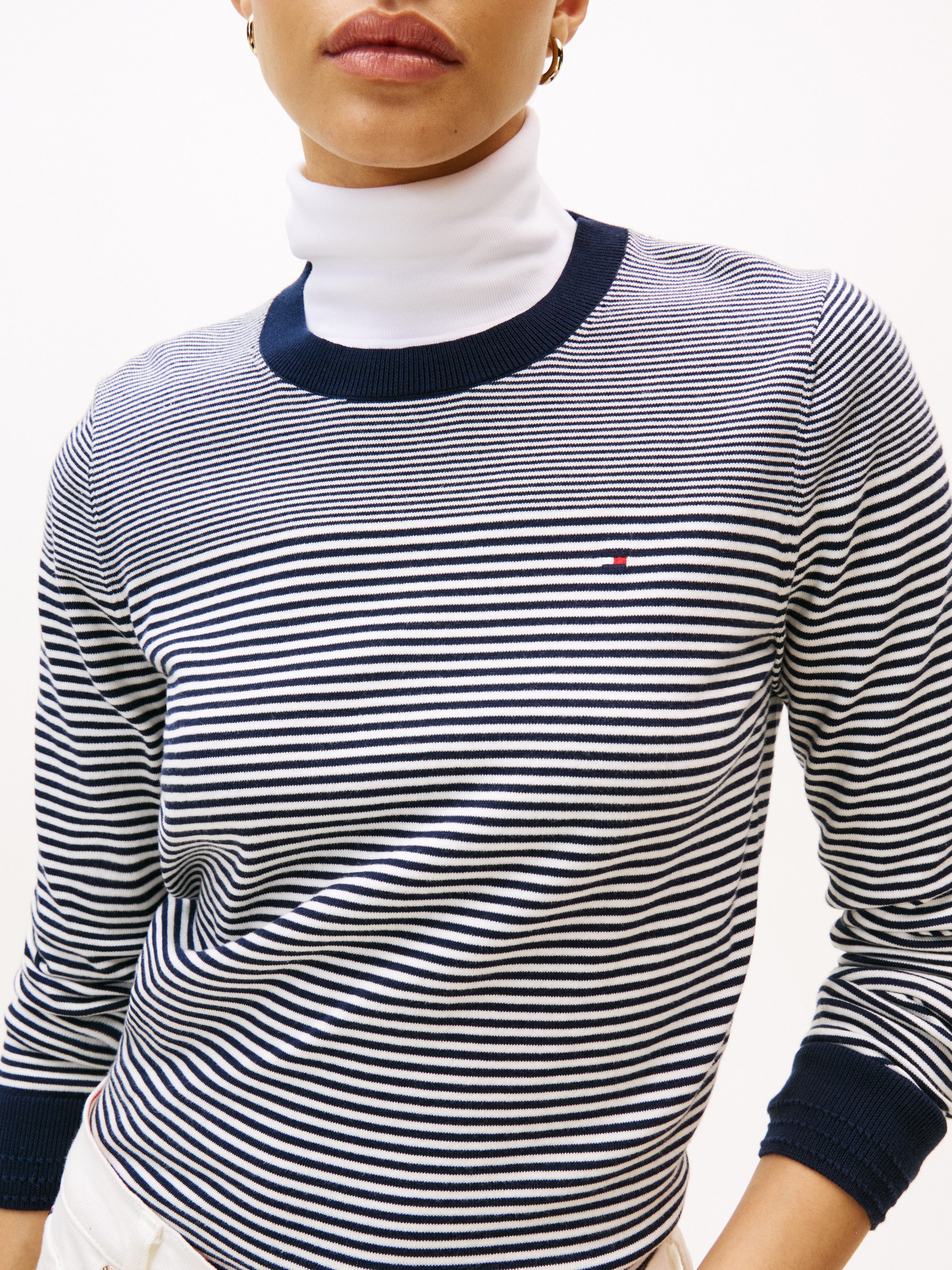 Tommy Hilfiger Rundhalspullover CO JERSEY STITCH LS C-NK SWT mit Logosticke günstig online kaufen