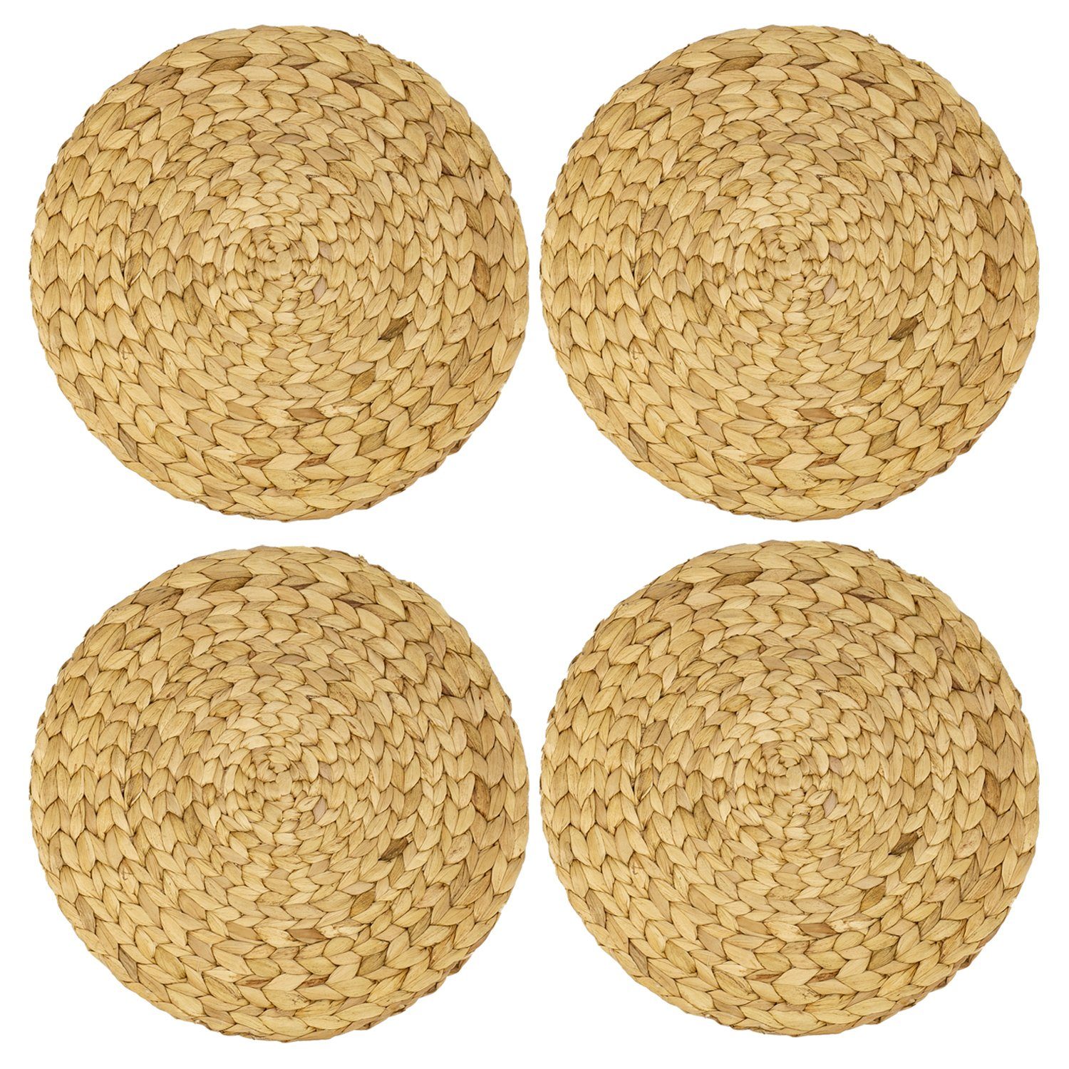 HMF Platzset Tischset rund, geflochten aus Wasserhyazinthe, (4 Stück, Set), abwaschbare Telleruntersetzer, ø 35 cm