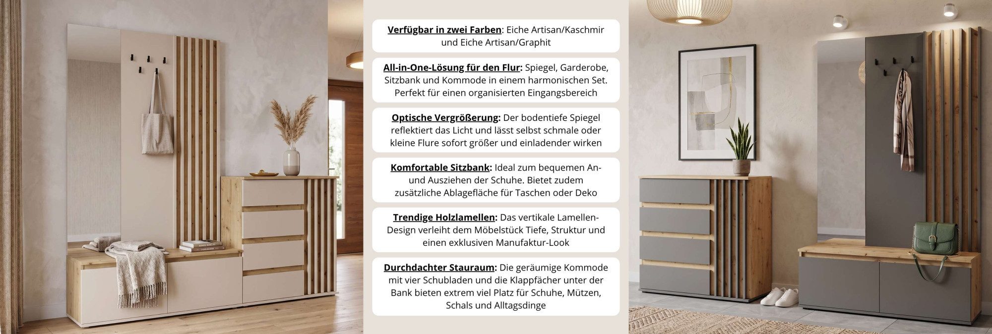 Home affaire Kommode LANDUVA Sideboard mit viel Stauraum, Breite 80 cm, Schrank mit Schubladen und 1 Tür, Lamellen Design