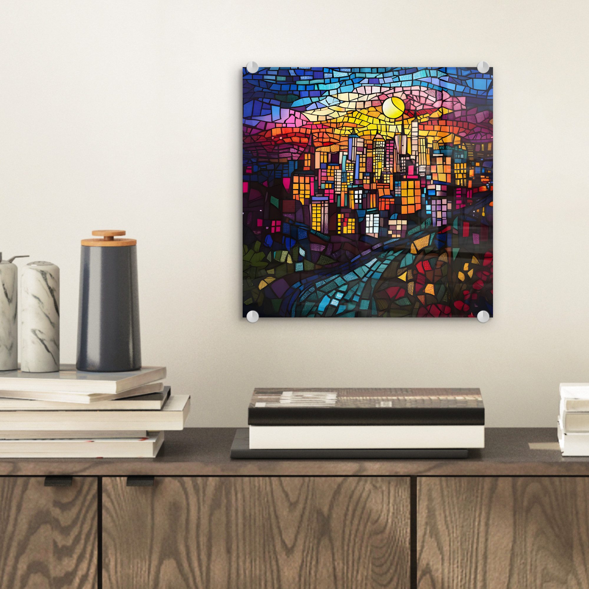 MuchoWow Acrylglasbild Stadt - Mond - günstig online kaufen