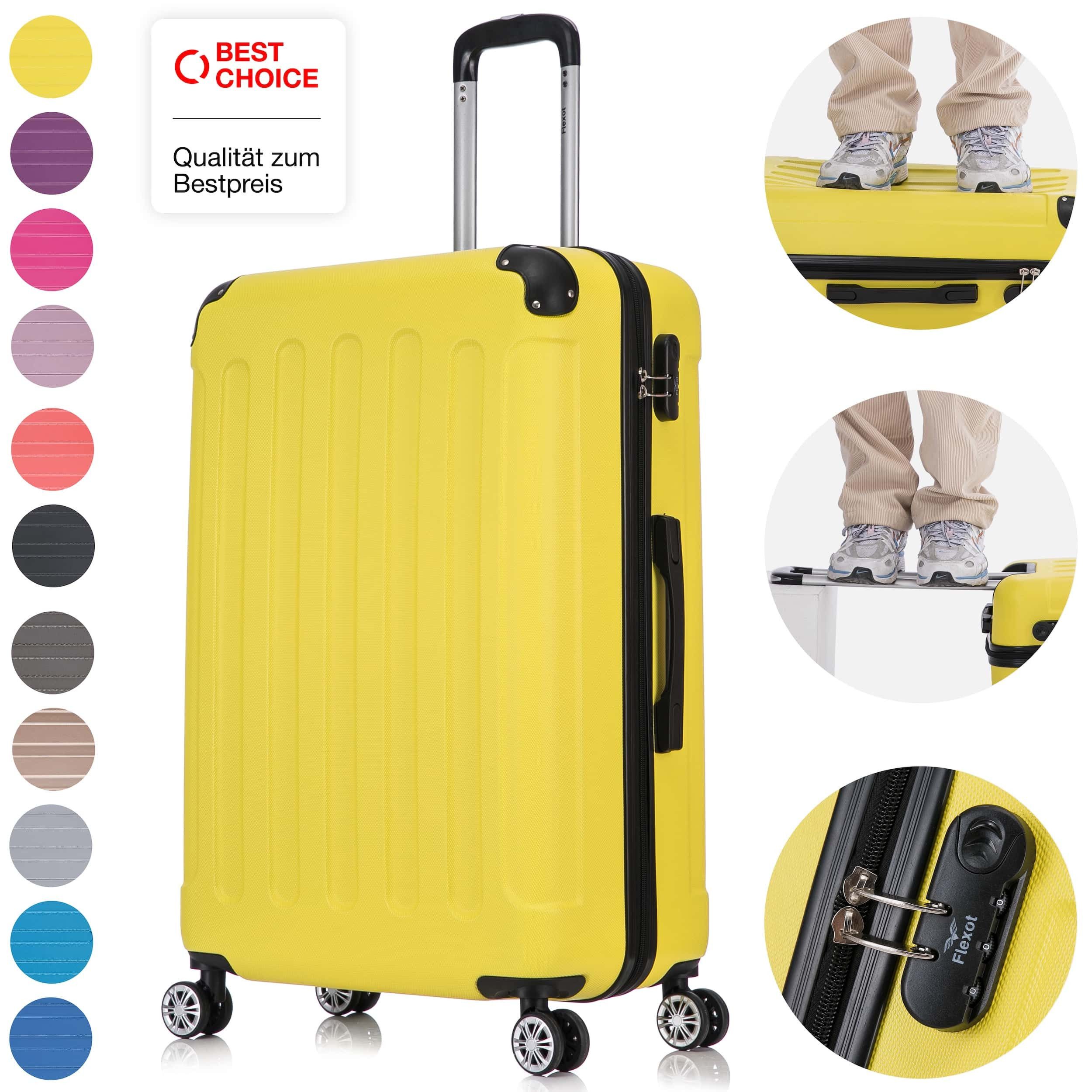 Flexot Hartschalen-Trolley F-2045 Kofferset, 360° Rollen, robuster Reisekoffer, Bordcase, 4 Rollen, Robuster und moderner Koffer mit vier 360° Rollen und Zahlenschloss