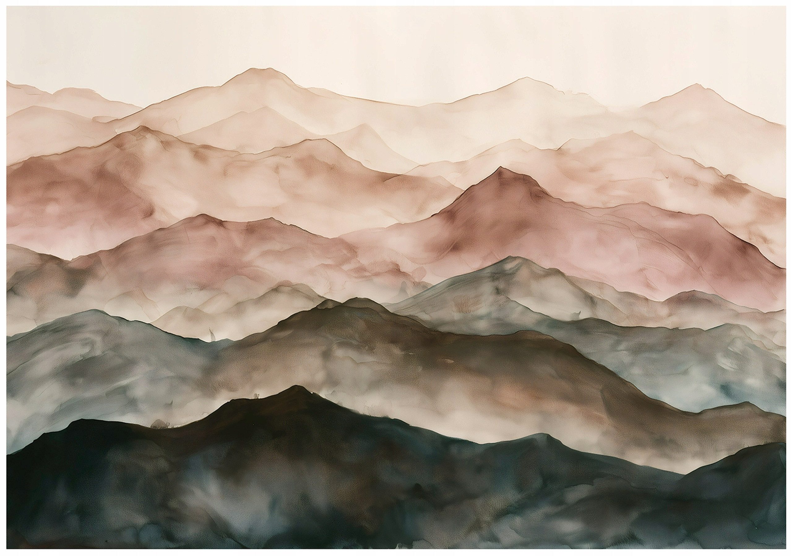 Wallarena Fototapete Vlies Berge, glatt, Aquarell, 150 x 105 cm