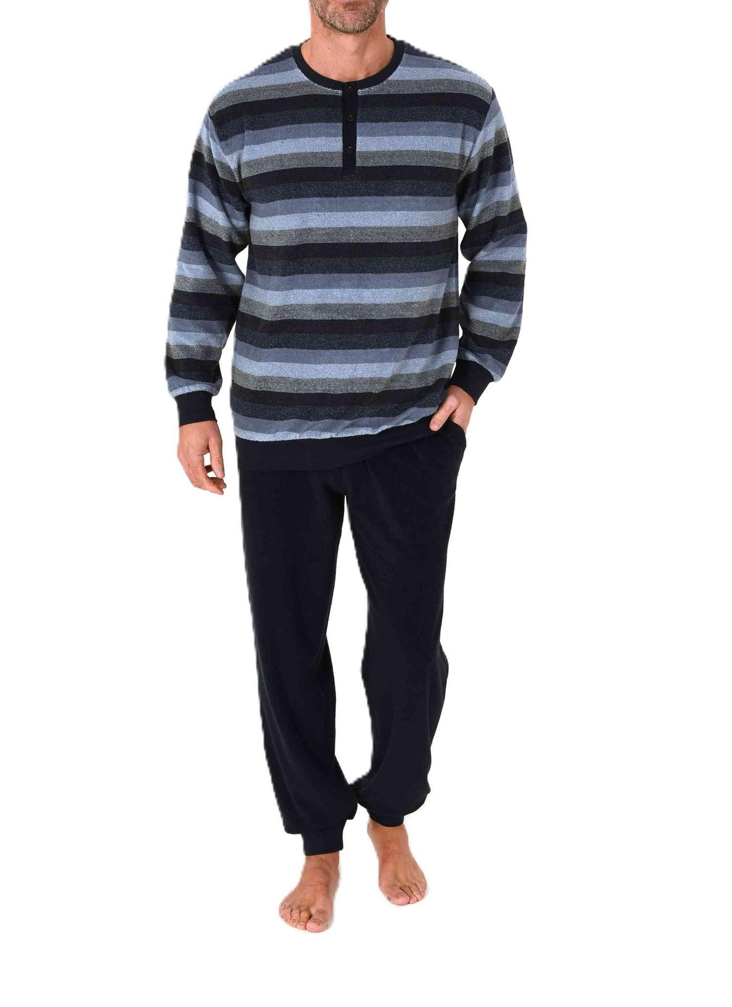 Pyjama Herren Schlafanzug Pyjama lang in Frottee Qualität– auch in Übergröße