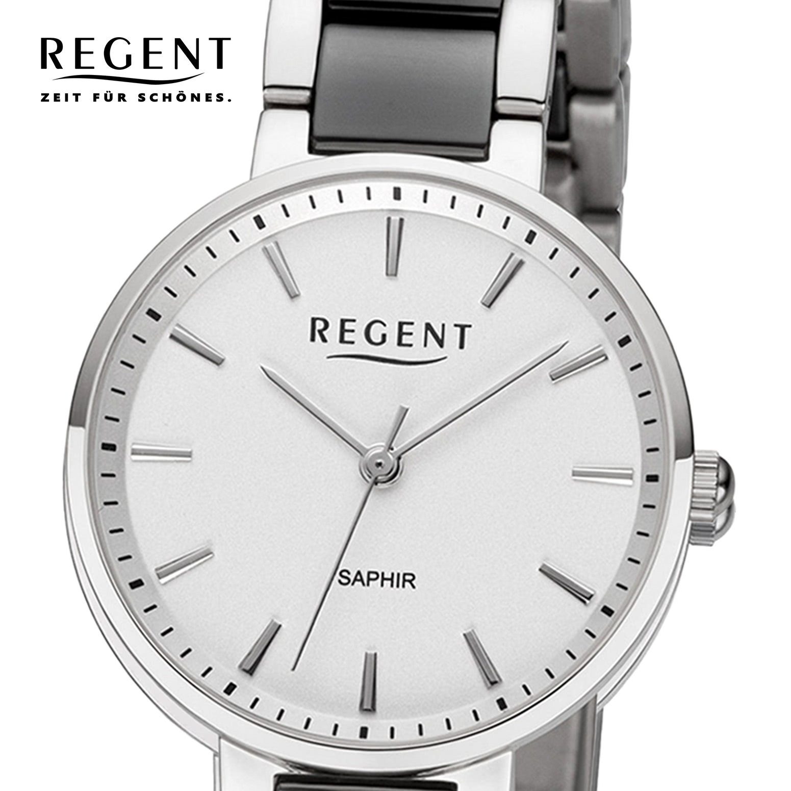 Regent Quarzuhr Regent Damen Armbanduhr Analog, (Analoguhr), Damen Armbanduhr rund, extra groß (ca. 30mm), Keramikarmband