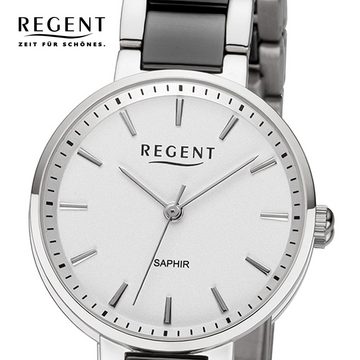 Regent Quarzuhr Regent Damen Armbanduhr Analog, Damen Armbanduhr rund, extra groß (ca. 30mm), Keramikarmband
