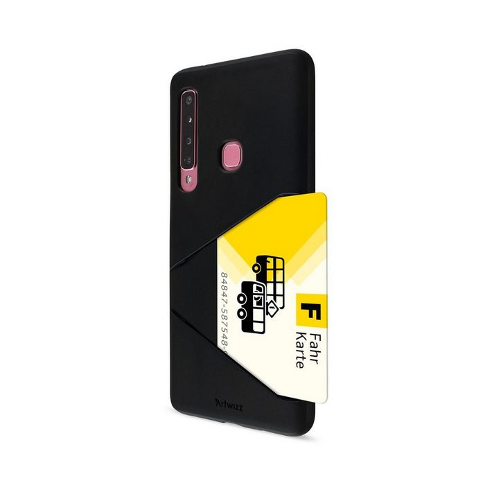 Artwizz Smartphone-Hülle Artwizz TPU Card Case - Artwizz TPU Card Case - Ultra dünne elastische Schutzhülle mit Kartenfach auf der Rückseite für Galaxy A9 (2018) Schwarz