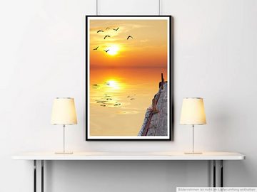 Sinus Art Poster Landschaftsfotografie 60x90cm Poster Steg am goldenen Meer