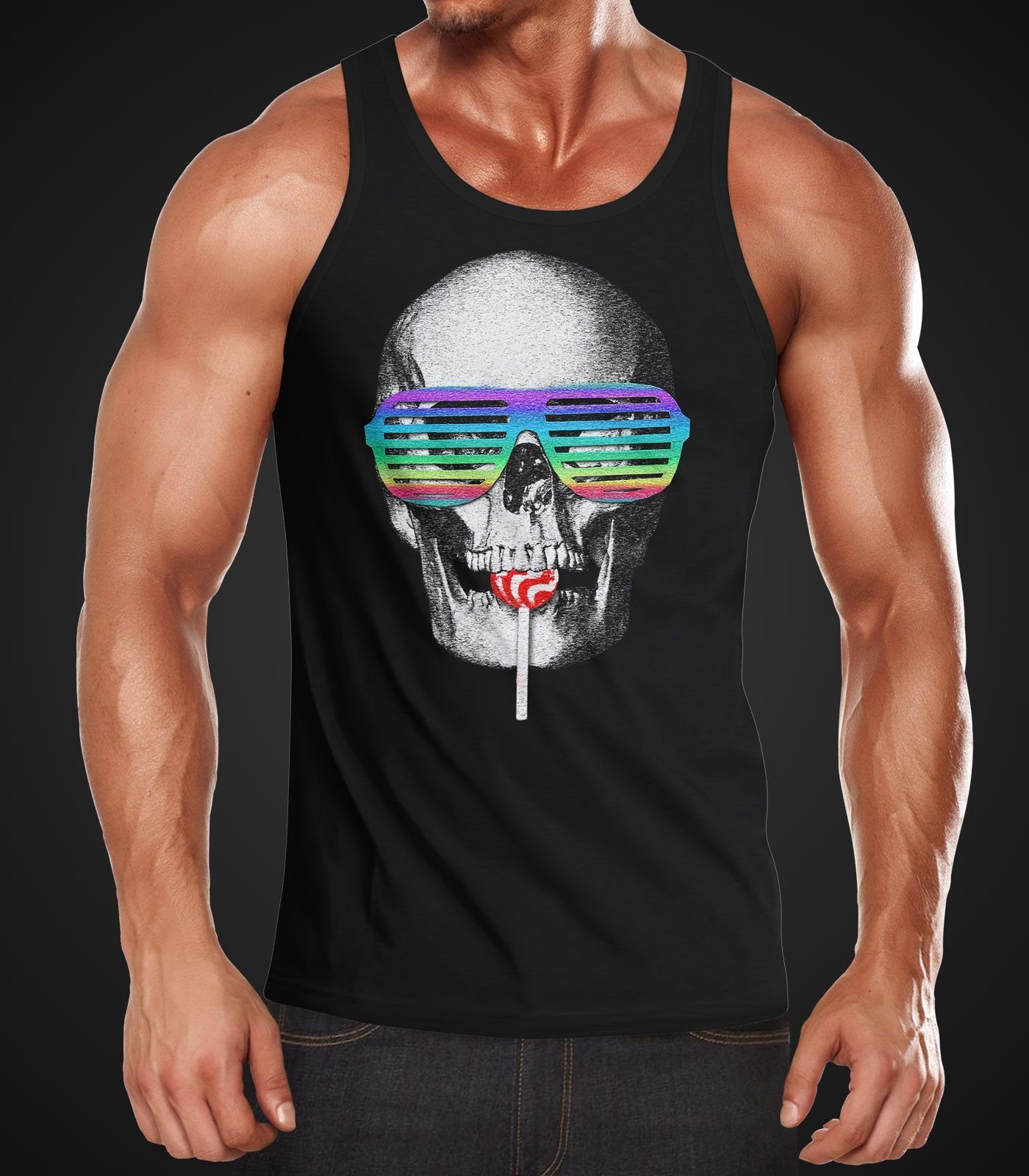 MoonWorks Tanktop Herren Tanktop Skull Lolly günstig online kaufen