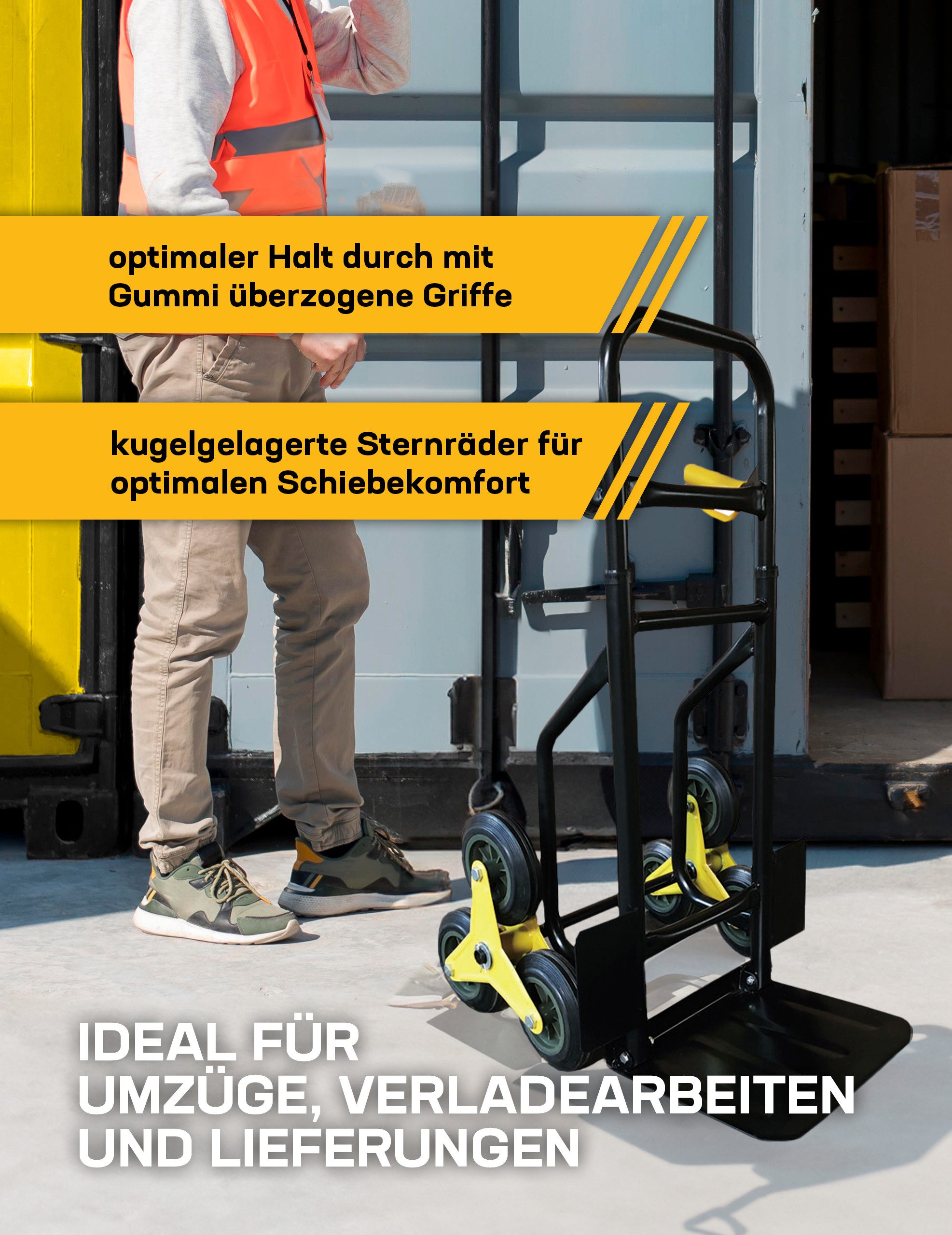ANDIARBEIT Treppensackkarre klappbarer Treppensteiger Sackkarre, ideal für Umzüge, Verladearbeiten oder Lieferungen
