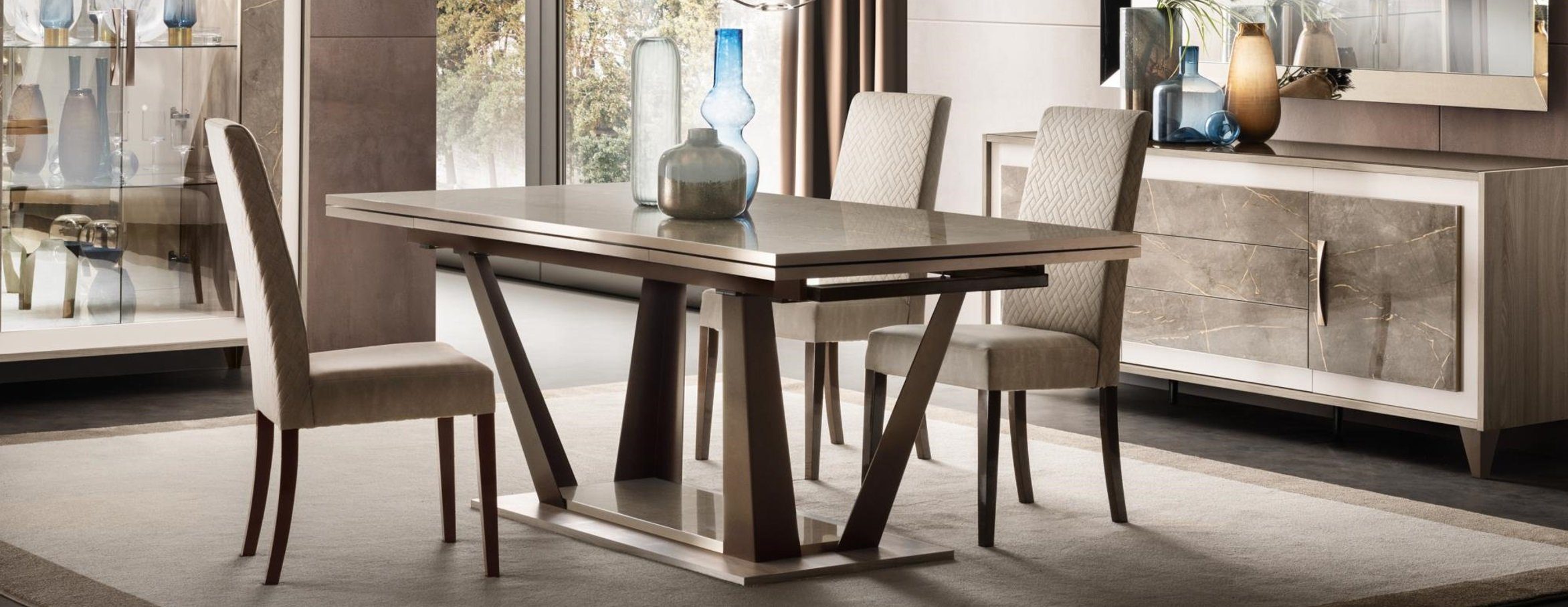 JVmoebel Esszimmer Esstisch Esstisch Design Wohnzimmer Tische Luxus Edelstahl Holz Tisch Neu Möbel