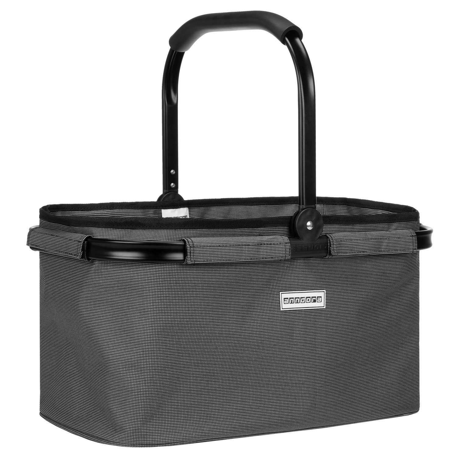 anndora Einkaufskorb mit stabilem Aluminiumrahmen, 22 l, Stoff durch Klettverschluss leicht abnehmbar zum Reinigen