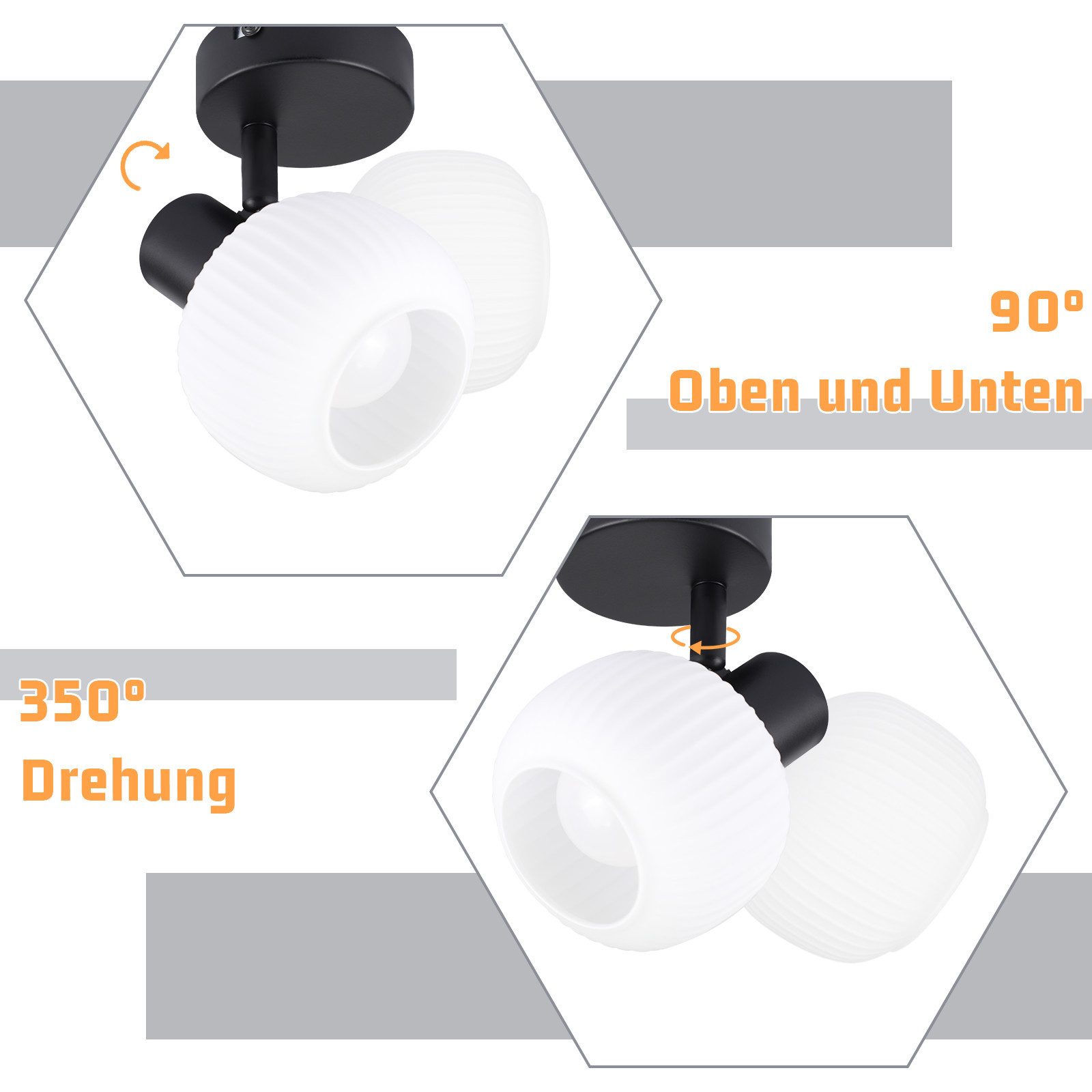 ZMH Deckenstrahler 1 Flammig Deckenleuchte Vintage Glas Morden E14 Design S günstig online kaufen