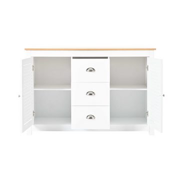 BlingBin Kommode Klassiker (1 St., Maße: B120/H80/T35 cm), Jalousietüren-Design, Hochwertige MDF, Verstellbare Regalboden