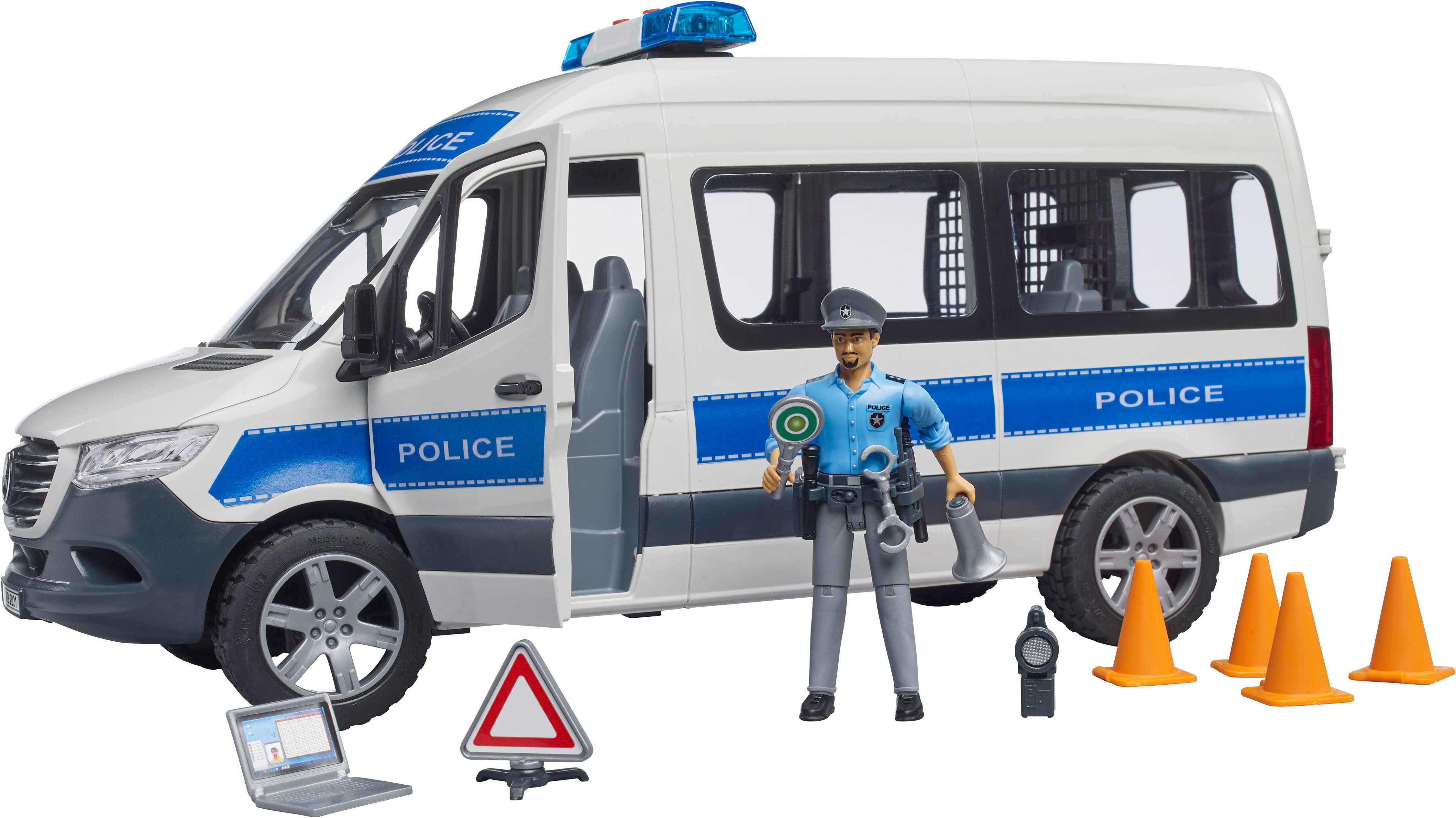 Bruder® Spielzeug-Transporter MB Sprinter Polizei Einsatzfahrzeug mit Polizist (02683), mit Licht und Sound; Made in Europe