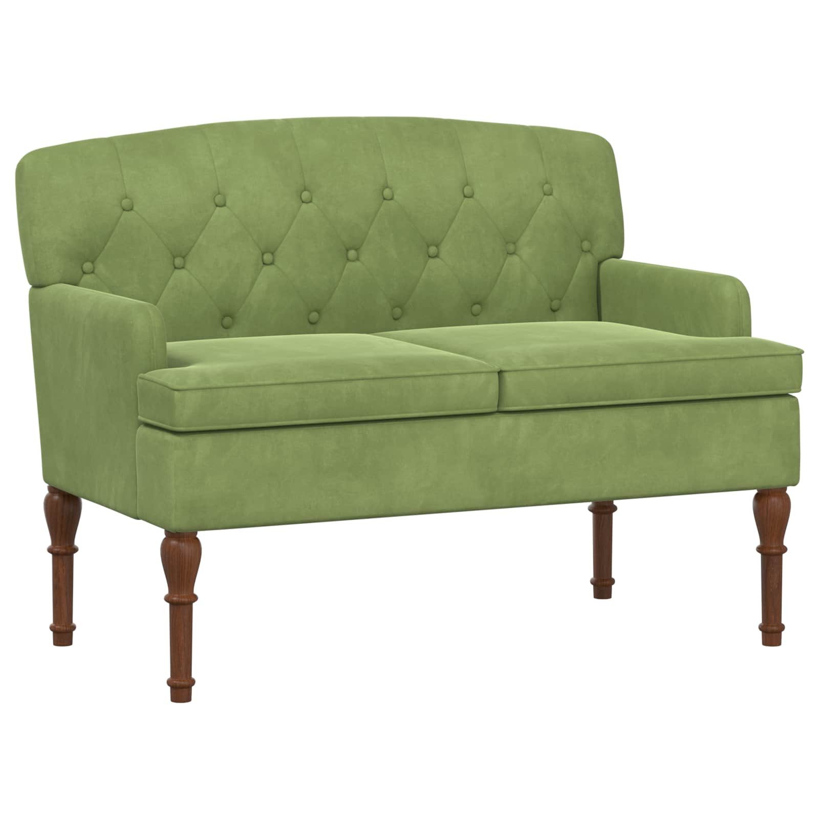 vidaXL Sitzbank Zweisitzer mit Knopfheftung Hellgrün 111 x 65 x 79 cm Samt (1-St)