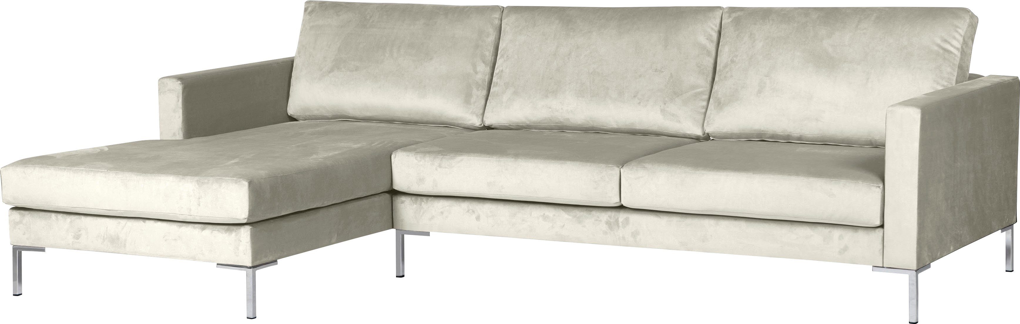 Breite Gerberei 251 cm Ecksofa Alte Metall-Winkelfüßen, mit Velina, nature