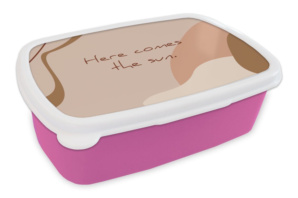 MuchoWow Lunchbox Sommer - Zitat - Pastell, Kunststoff, (2-tlg), Brotbox für Erwachsene, Brotdose Kinder, Snackbox, Mädchen, Kunststoff rosa