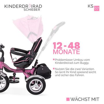 miweba Kinder-Buggy 7in1 Kinderschieber KS07 klappbar inkl. Sonnendach & Schiebestange, (1-tlg), Kinder Dreirad Buggy Schieber Kombikinderwagen Jogger Fahrrad klappbar