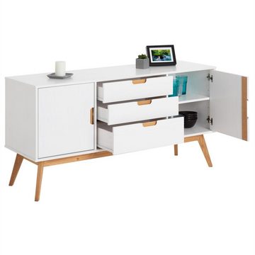 IDIMEX Sideboard TIVOLI, Sideboard Kommode Anrichte Kiefer massiv 2 Türen weiß skandinavisches