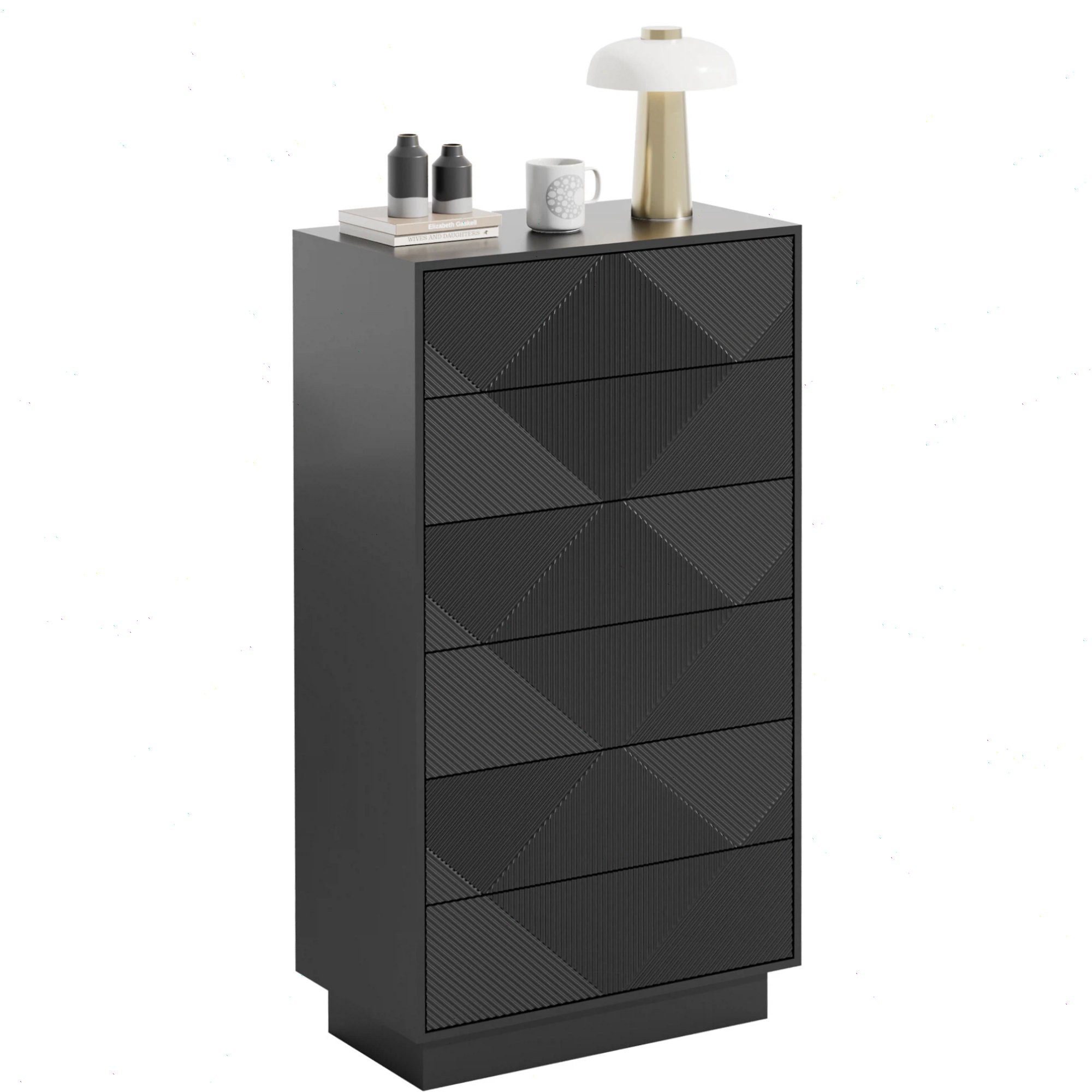 Kommode mit 6 Schubladen Hochschrank aus Holz Schuhbladenschrank