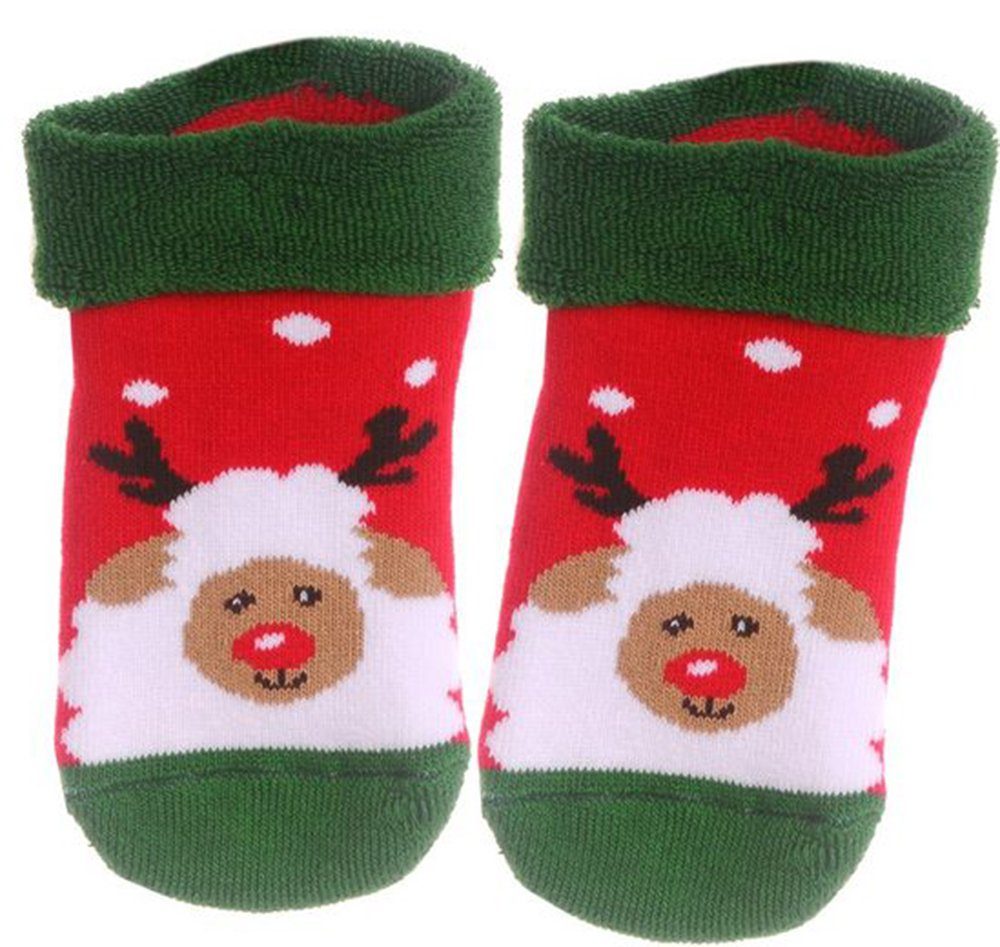 Martinex Thermosocken Socken für Baby und Kinder warme Frottee Weihnachtssocken in grün aus Frottee-Stoff
