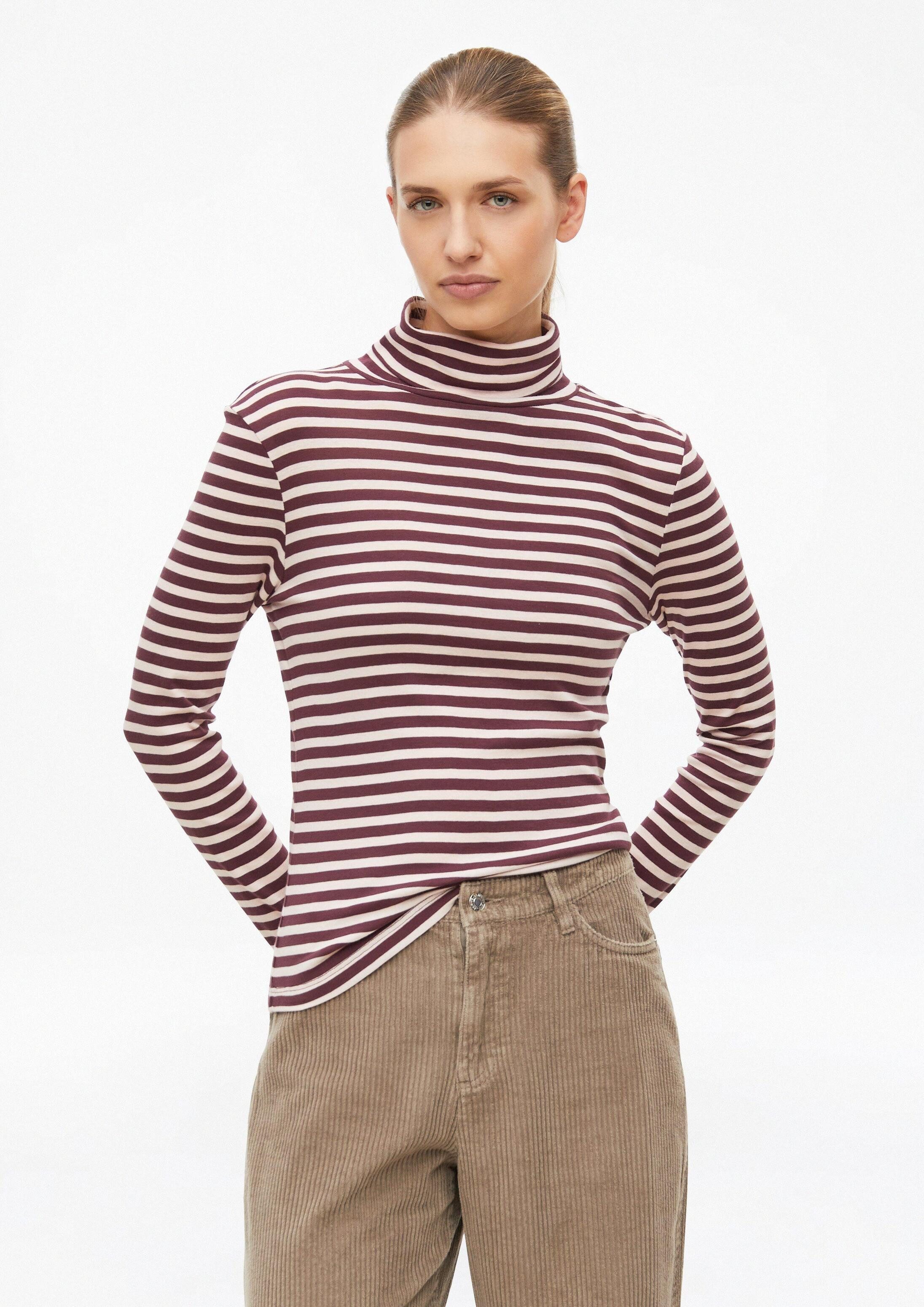 s.Oliver Langarmshirt T-Shirt Gestreiftes Rollkragen-Shirt im Slim Fit