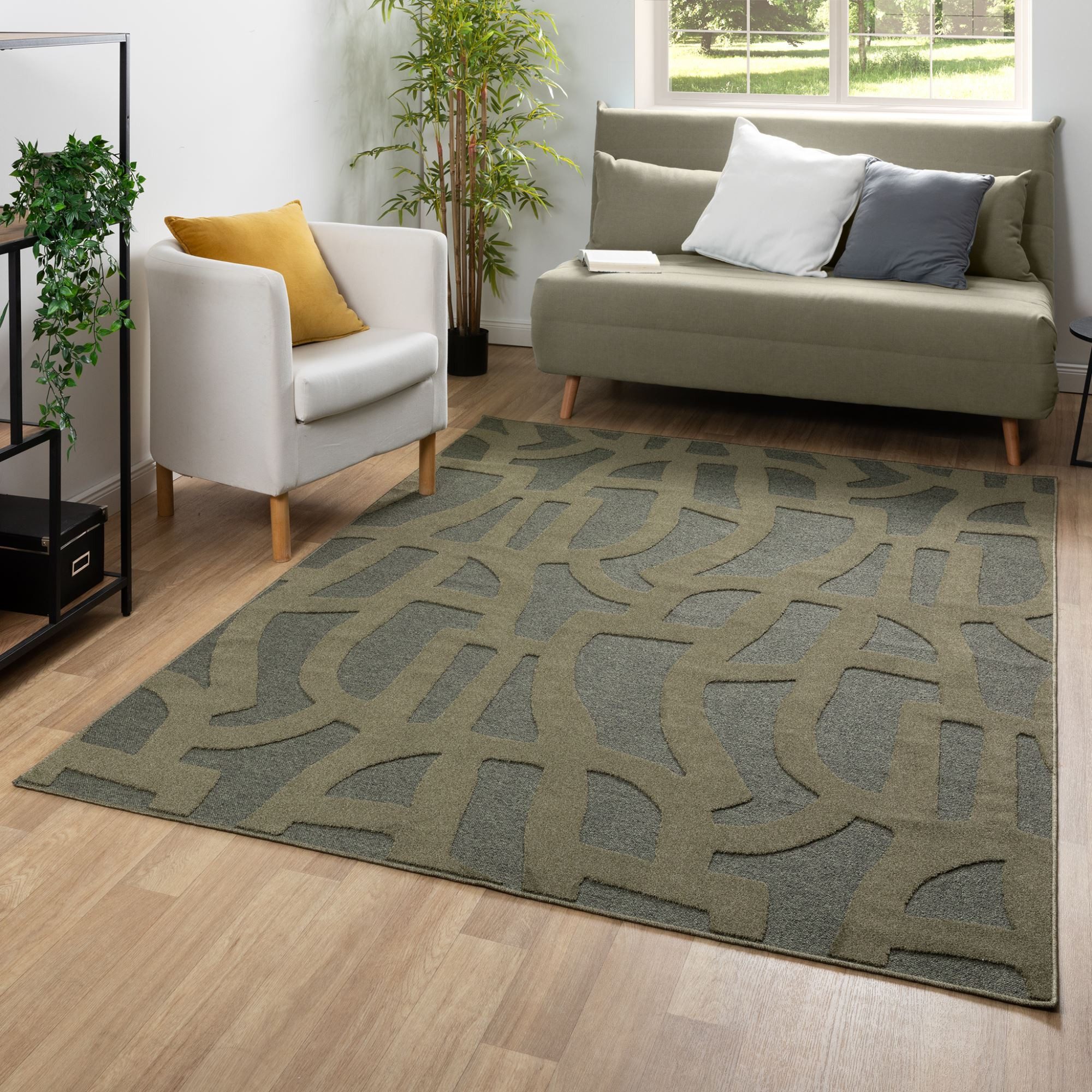 Steffensmeier Teppich Borneo, Rechteckig, Recyceltes Polyester, Hoch-Tiefstruktur