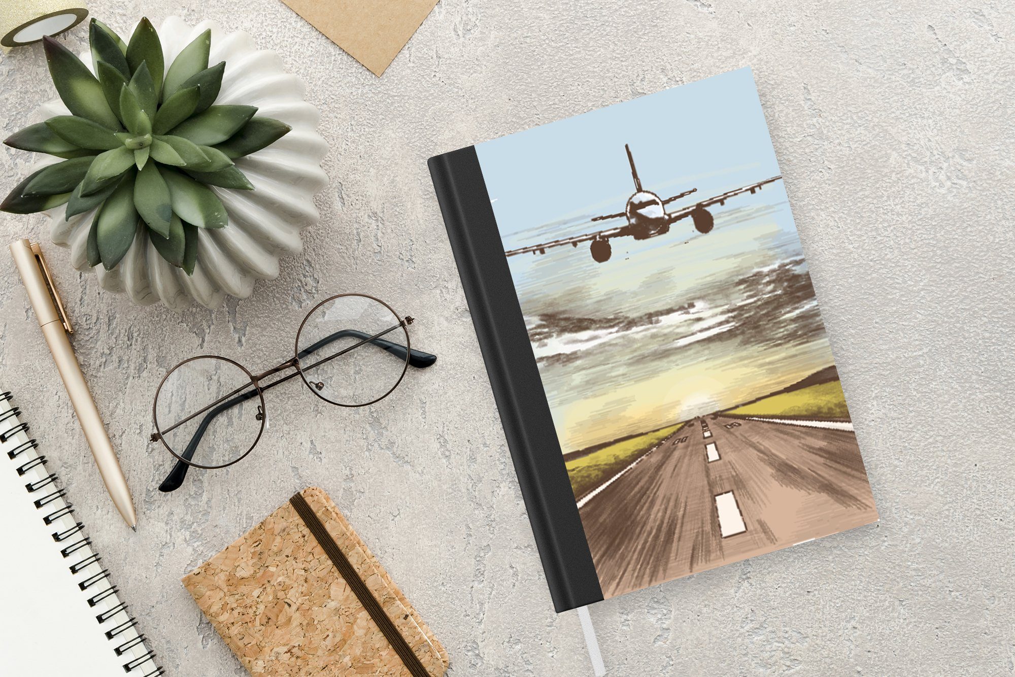 Flugzeuge Notizheft, Tagebuch, Himmel MuchoWow 98 Haushaltsbuch - - Notizbuch Journal, Seiten, A5, Sonne, Merkzettel,