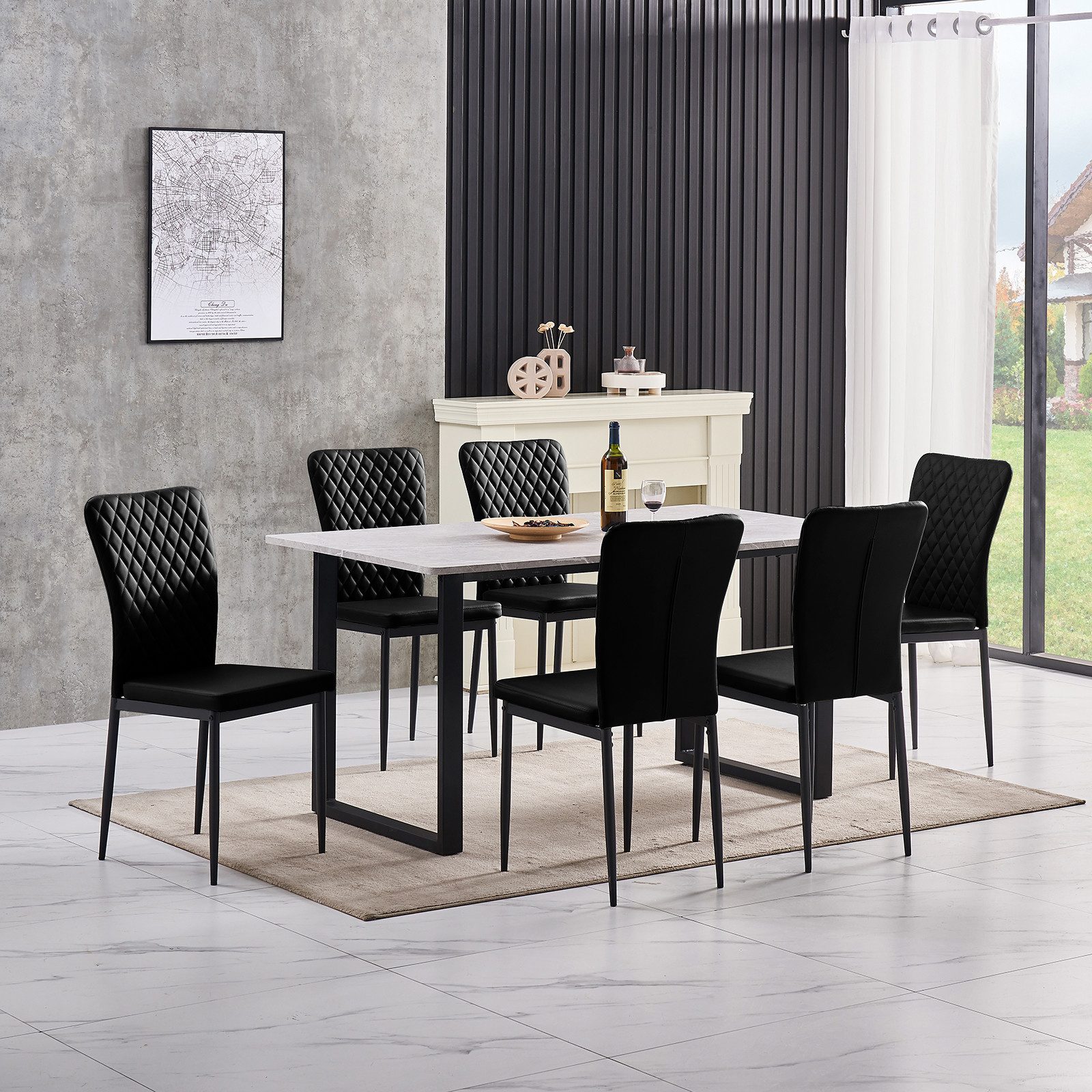 JYMTOM Esszimmerstuhl Samt/Kunstleder, hoher Lehne, Metallgestell, 4/6er-Se günstig online kaufen