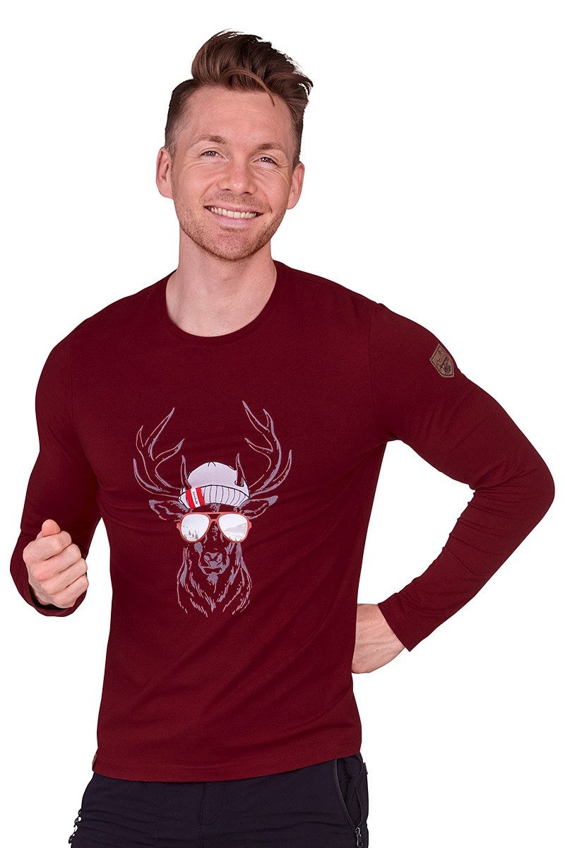 Almgwand Outdoorjacke Longsleeve Herren - SCHWAIGERALM - bordeaux, graumeliert