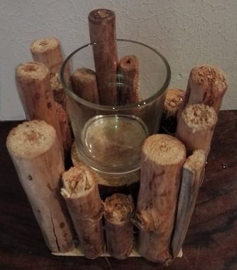 Deko-Impression Kerzenständer Schöner Kerzenständer Teelichthalter natur Holz und Glas (1 St)
